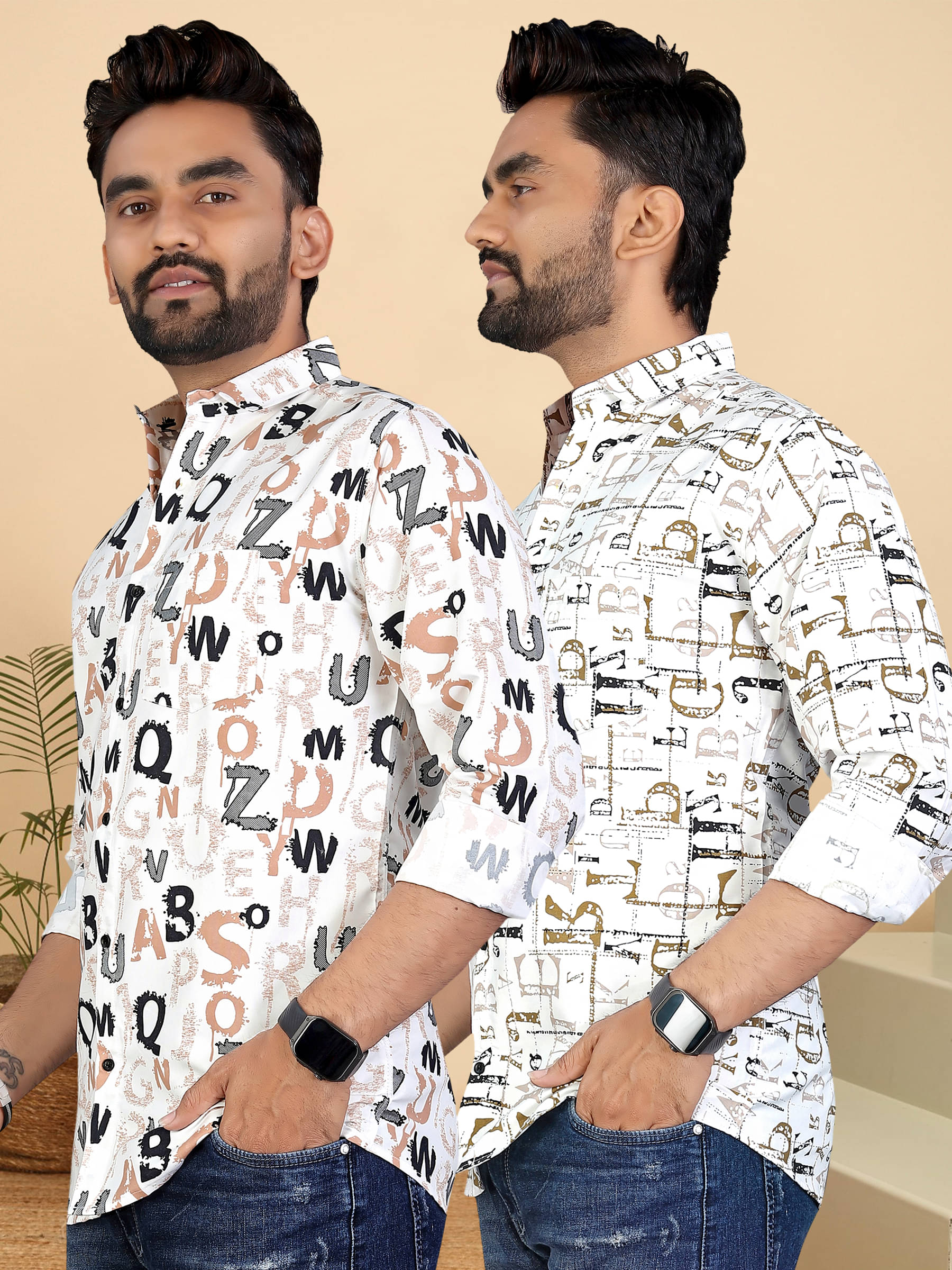     			ADWYN PETER 100% Cotton Regular Fit Printed Full Sleeves Men's Casual Shirt - Multicolor 14 ( Pack of 2 )