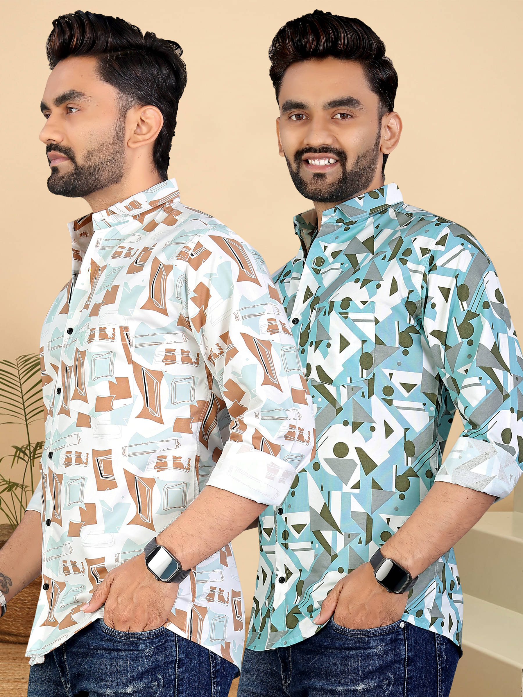 ADWYN PETER 100% Cotton Regular Fit Printed Full Sleeves Men's Casual Shirt - Multicolor 10 ( Pack of 2 ) ADWYN PETER 100% Cotton Regular Fit Printed Full Sleeves Men's Casual Shirt - Multicolor 10 ( Pack of 2 )