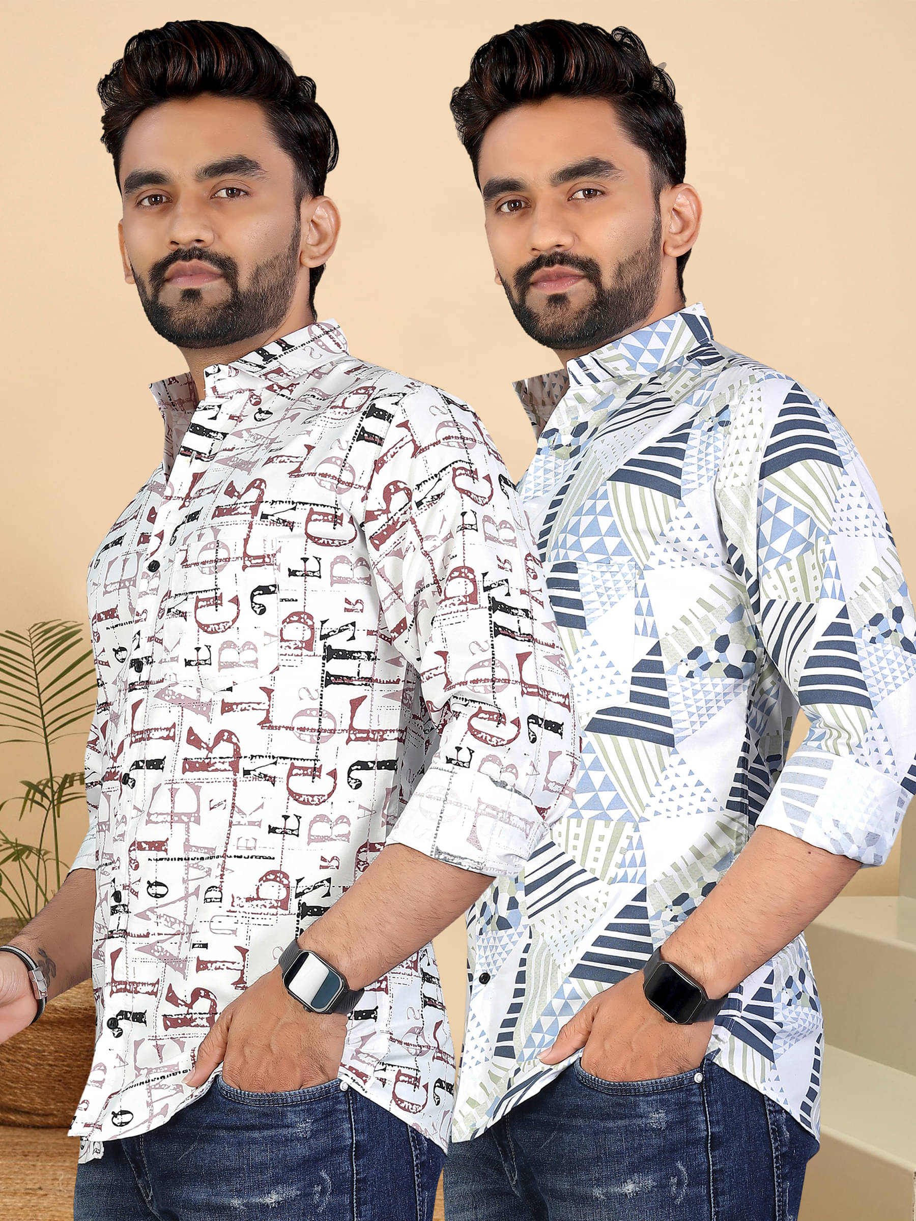 ADWYN PETER 100% Cotton Regular Fit Printed Full Sleeves Men's Casual Shirt - Multicolor 15 ( Pack of 2 ) ADWYN PETER 100% Cotton Regular Fit Printed Full Sleeves Men's Casual Shirt - Multicolor 15 ( Pack of 2 )