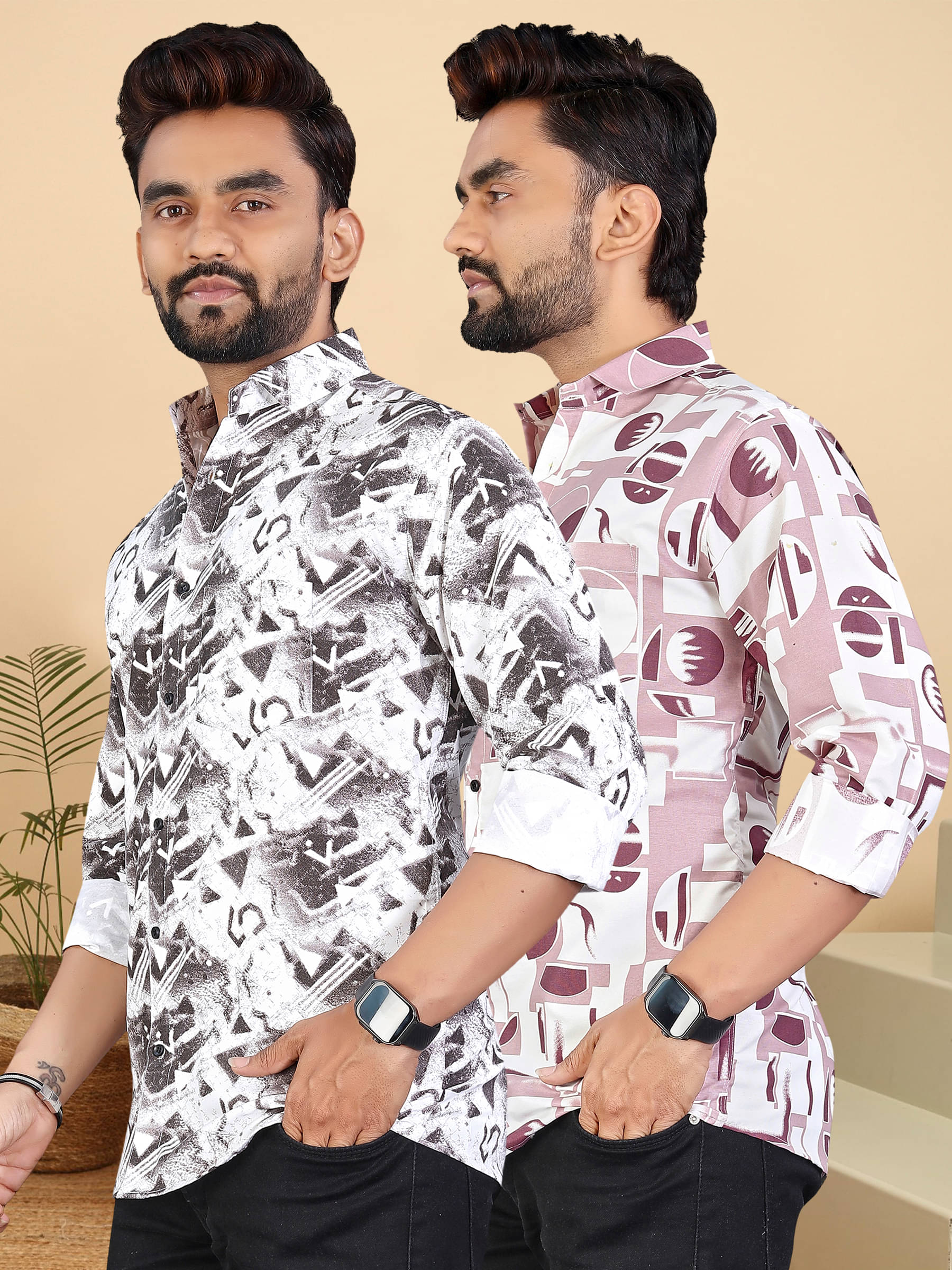 ADWYN PETER 100% Cotton Regular Fit Printed Full Sleeves Men's Casual Shirt - Multicolor 5 ( Pack of 2 ) ADWYN PETER 100% Cotton Regular Fit Printed Full Sleeves Men's Casual Shirt - Multicolor 5 ( Pack of 2 )