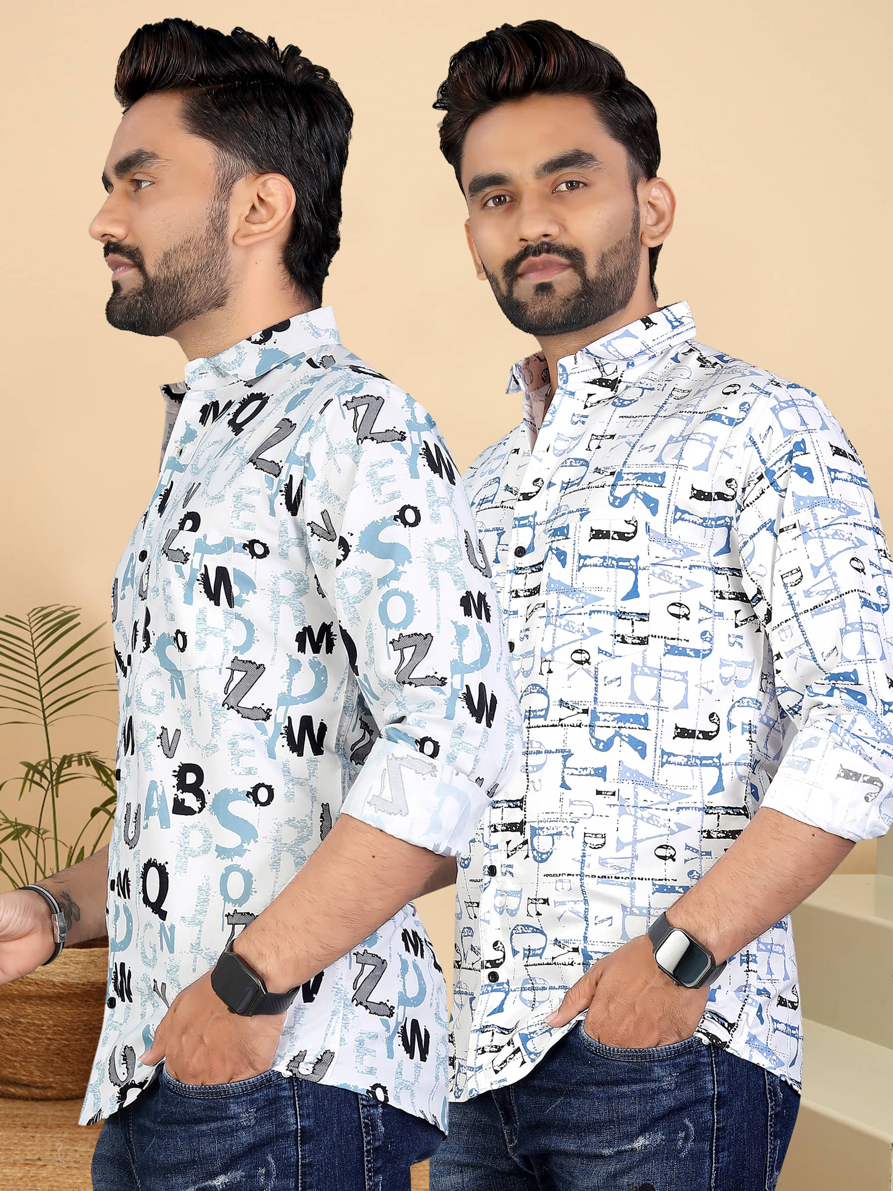     			ADWYN PETER 100% Cotton Regular Fit Printed Full Sleeves Men's Casual Shirt - Multicolor 8 ( Pack of 2 )