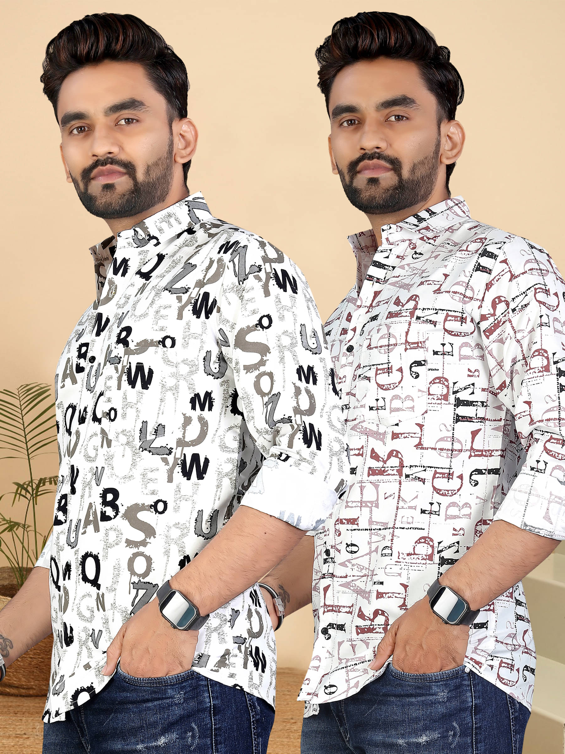    			ADWYN PETER 100% Cotton Regular Fit Printed Full Sleeves Men's Casual Shirt - Multicolor 9 ( Pack of 2 )