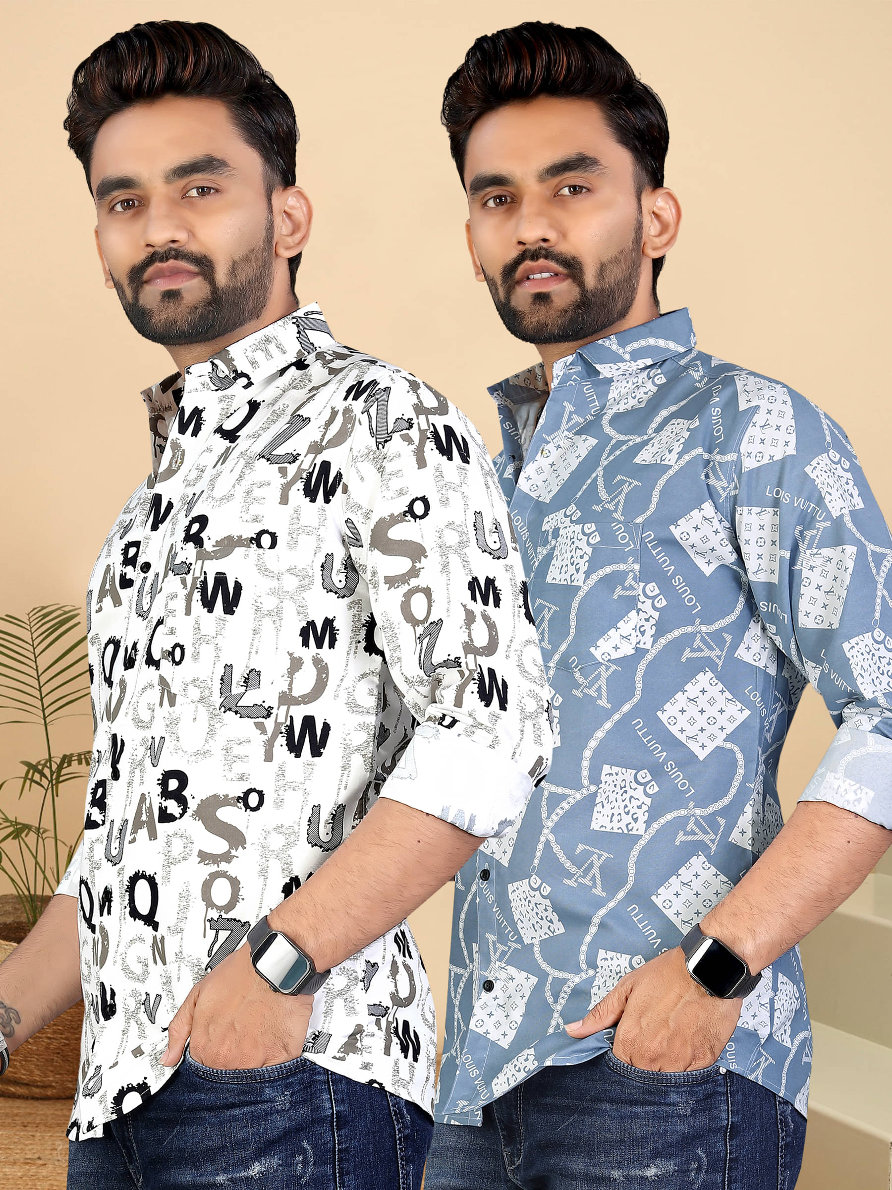     			ADWYN PETER 100% Cotton Regular Fit Printed Full Sleeves Men's Casual Shirt - Multicolor 6 ( Pack of 2 )