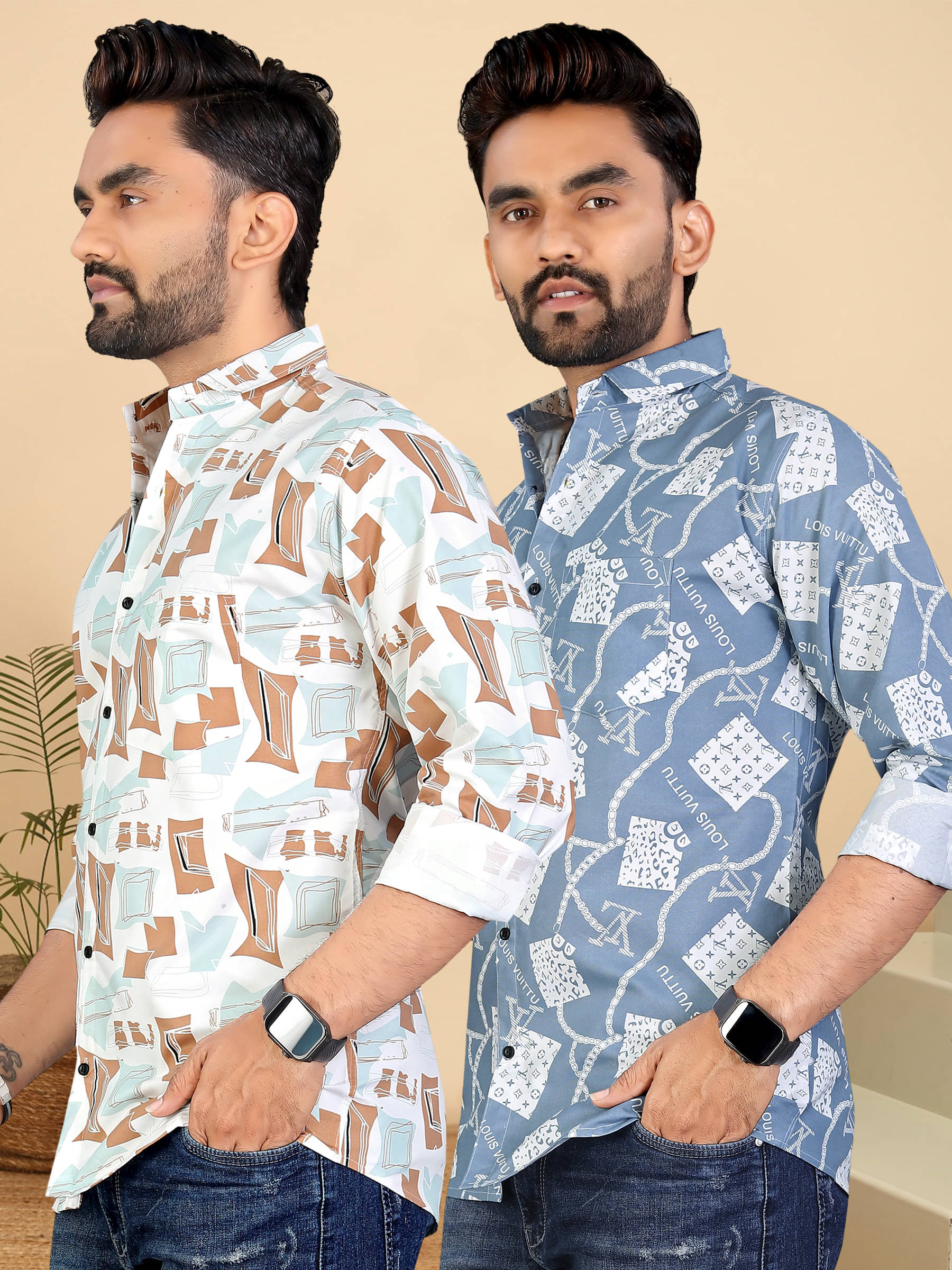     			ADWYN PETER 100% Cotton Regular Fit Printed Full Sleeves Men's Casual Shirt - Multicolor 3 ( Pack of 2 )