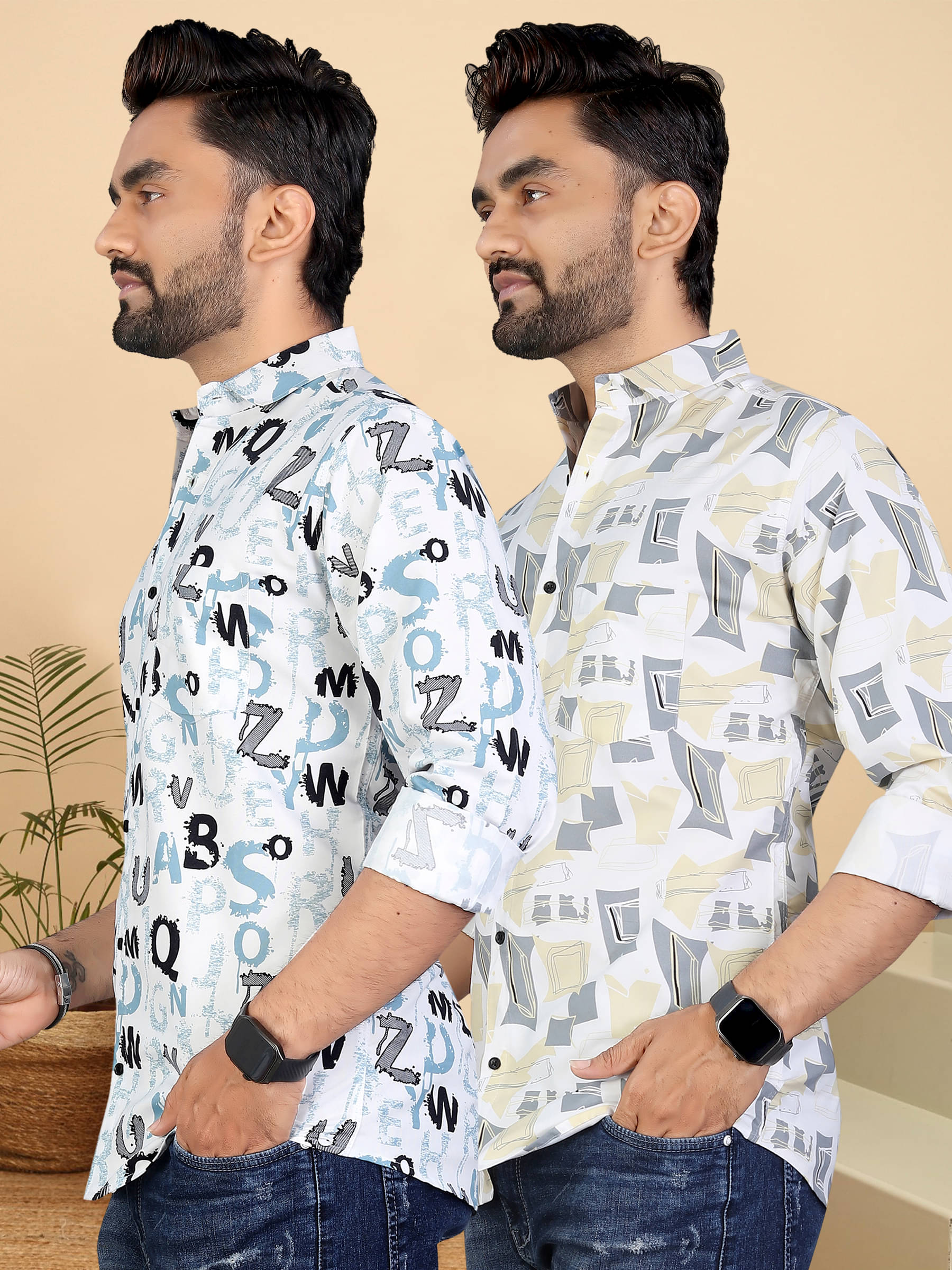     			ADWYN PETER 100% Cotton Regular Fit Printed Full Sleeves Men's Casual Shirt - Multicolor 11 ( Pack of 2 )
