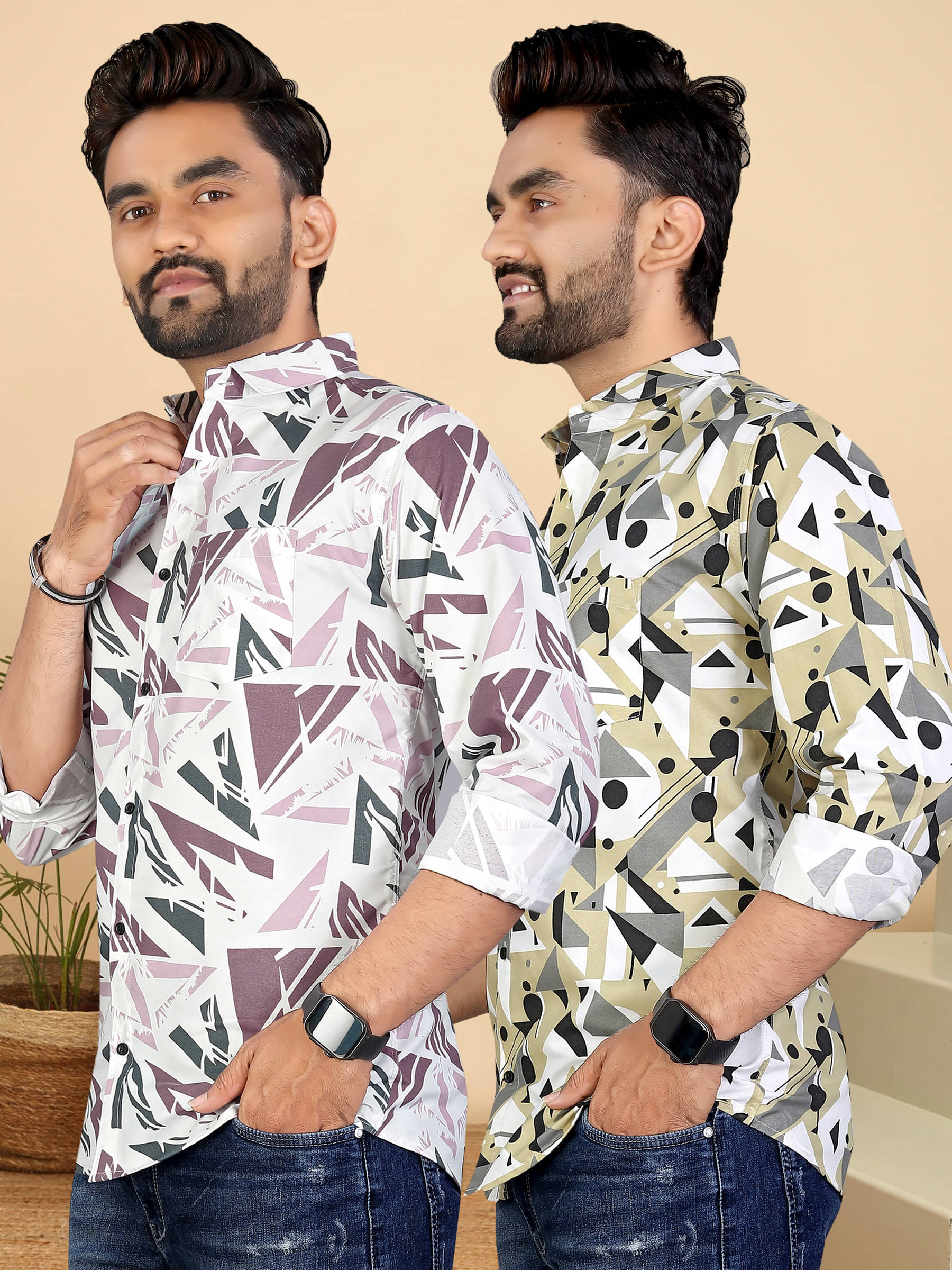     			ADWYN PETER 100% Cotton Regular Fit Printed Full Sleeves Men's Casual Shirt - Multicolor 7 ( Pack of 2 )