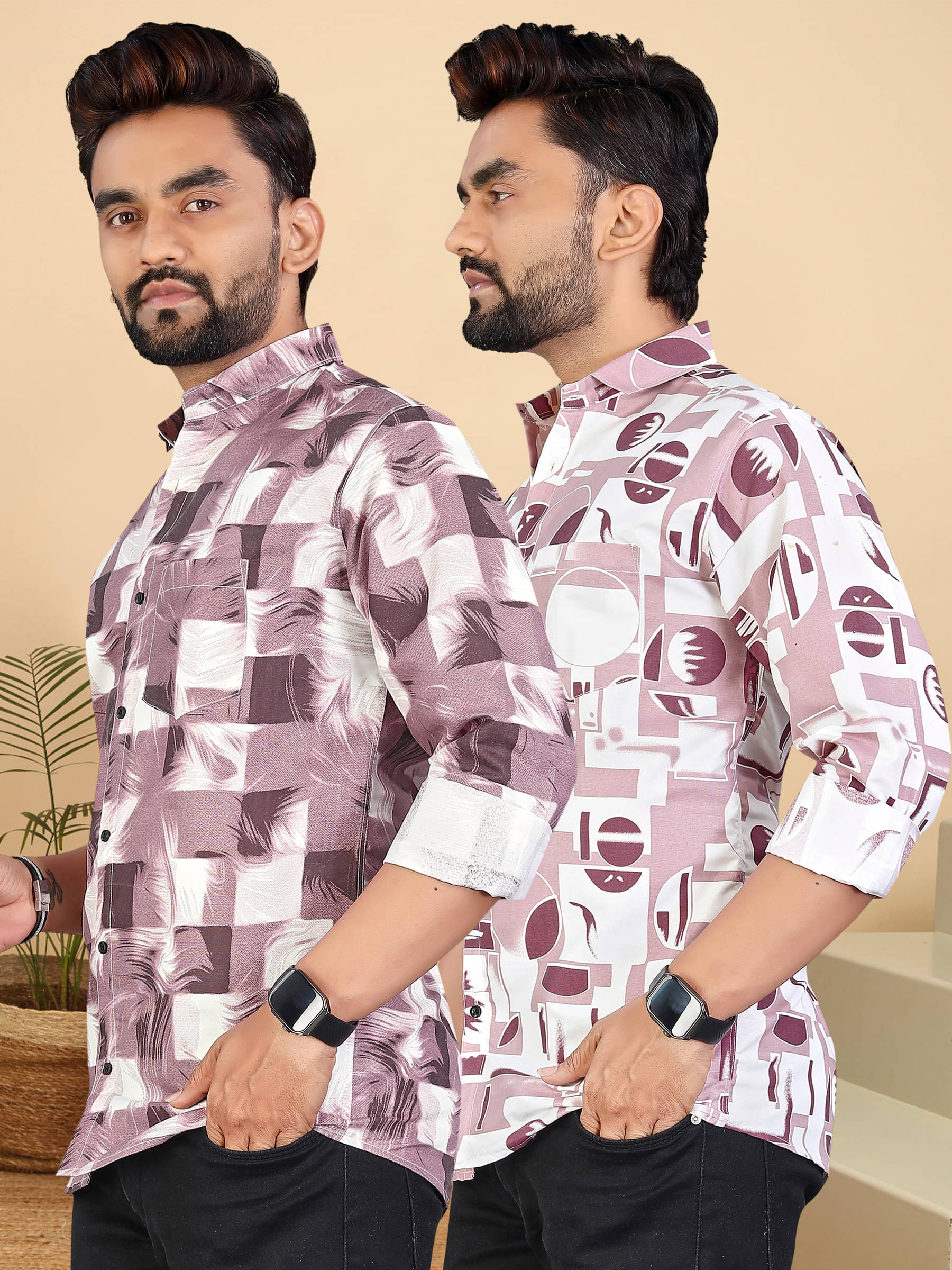     			ADWYN PETER 100% Cotton Regular Fit Printed Full Sleeves Men's Casual Shirt - Multicolor 14 ( Pack of 2 )