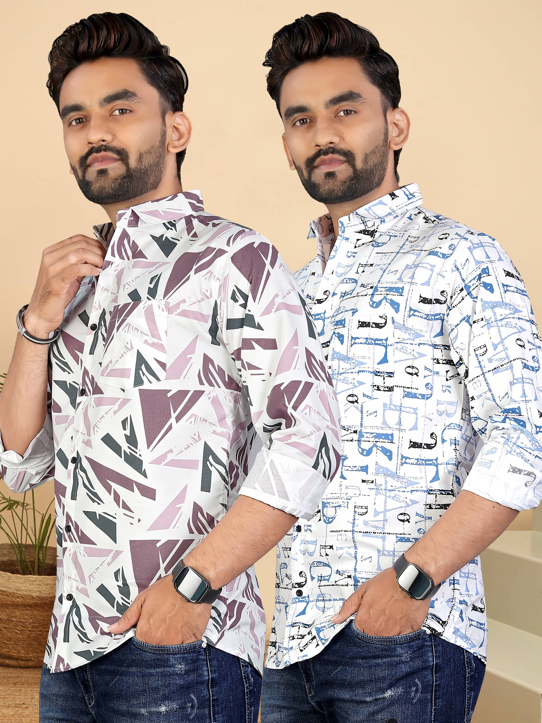 ADWYN PETER 100% Cotton Regular Fit Printed Full Sleeves Men's Casual Shirt - Multicolor 8 ( Pack of 2 ) ADWYN PETER 100% Cotton Regular Fit Printed Full Sleeves Men's Casual Shirt - Multicolor 8 ( Pack of 2 )