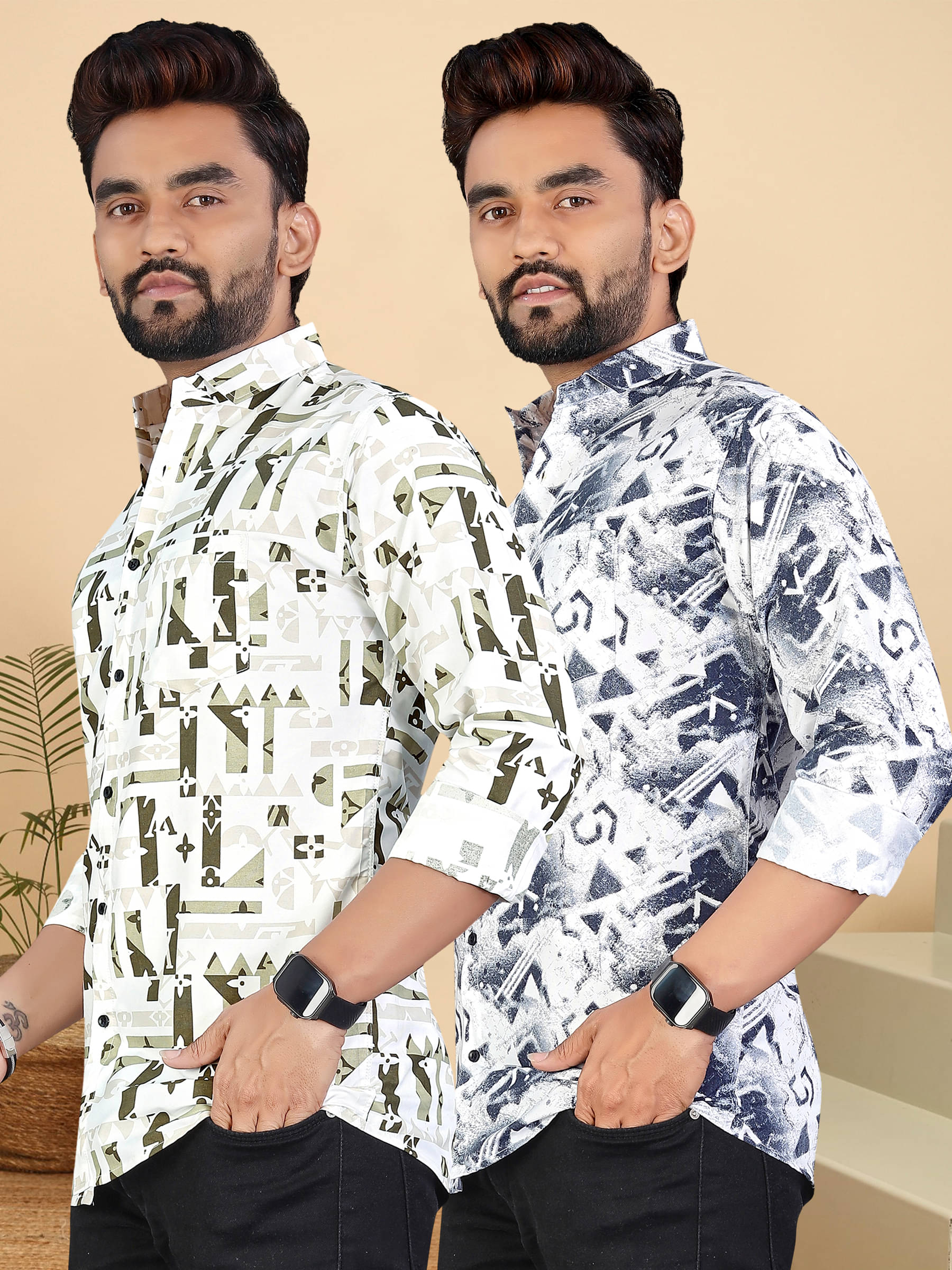 ADWYN PETER 100% Cotton Regular Fit Printed Full Sleeves Men's Casual Shirt - Multicolor 7 ( Pack of 2 ) ADWYN PETER 100% Cotton Regular Fit Printed Full Sleeves Men's Casual Shirt - Multicolor 7 ( Pack of 2 )