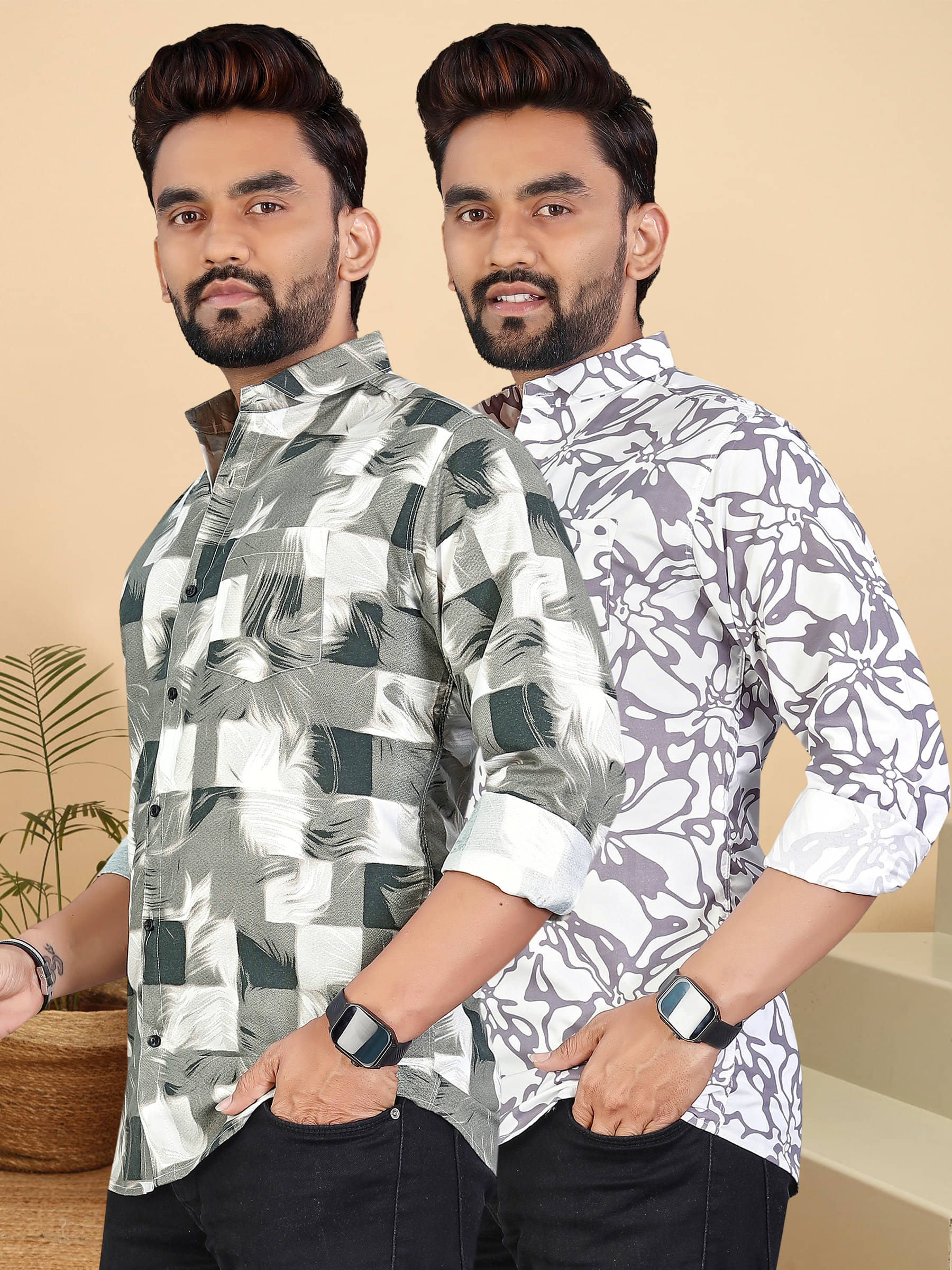     			ADWYN PETER 100% Cotton Regular Fit Printed Full Sleeves Men's Casual Shirt - Multicolor 8 ( Pack of 2 )