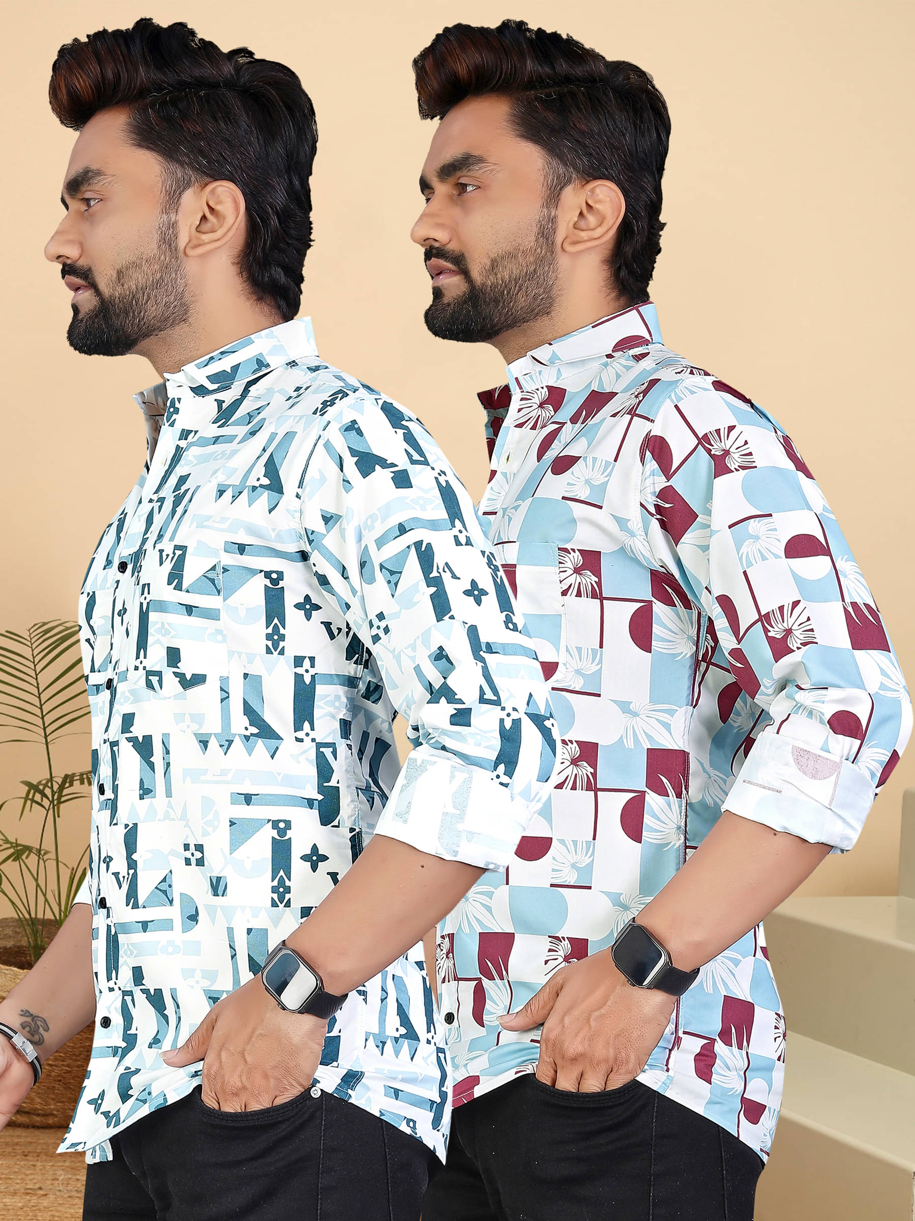     			ADWYN PETER 100% Cotton Regular Fit Printed Full Sleeves Men's Casual Shirt - Multicolor 10 ( Pack of 2 )