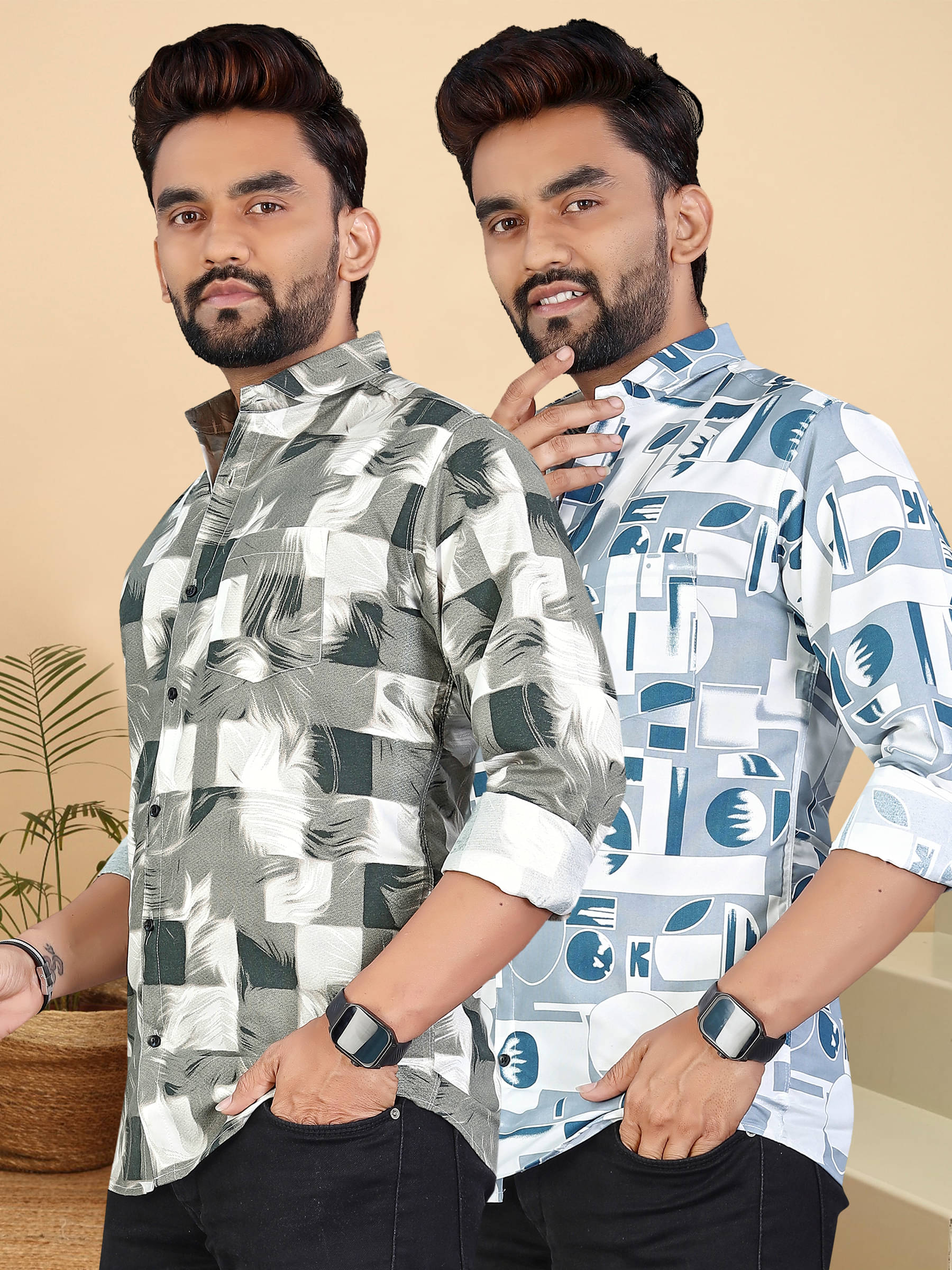     			ADWYN PETER 100% Cotton Regular Fit Printed Full Sleeves Men's Casual Shirt - Multicolor 13 ( Pack of 2 )