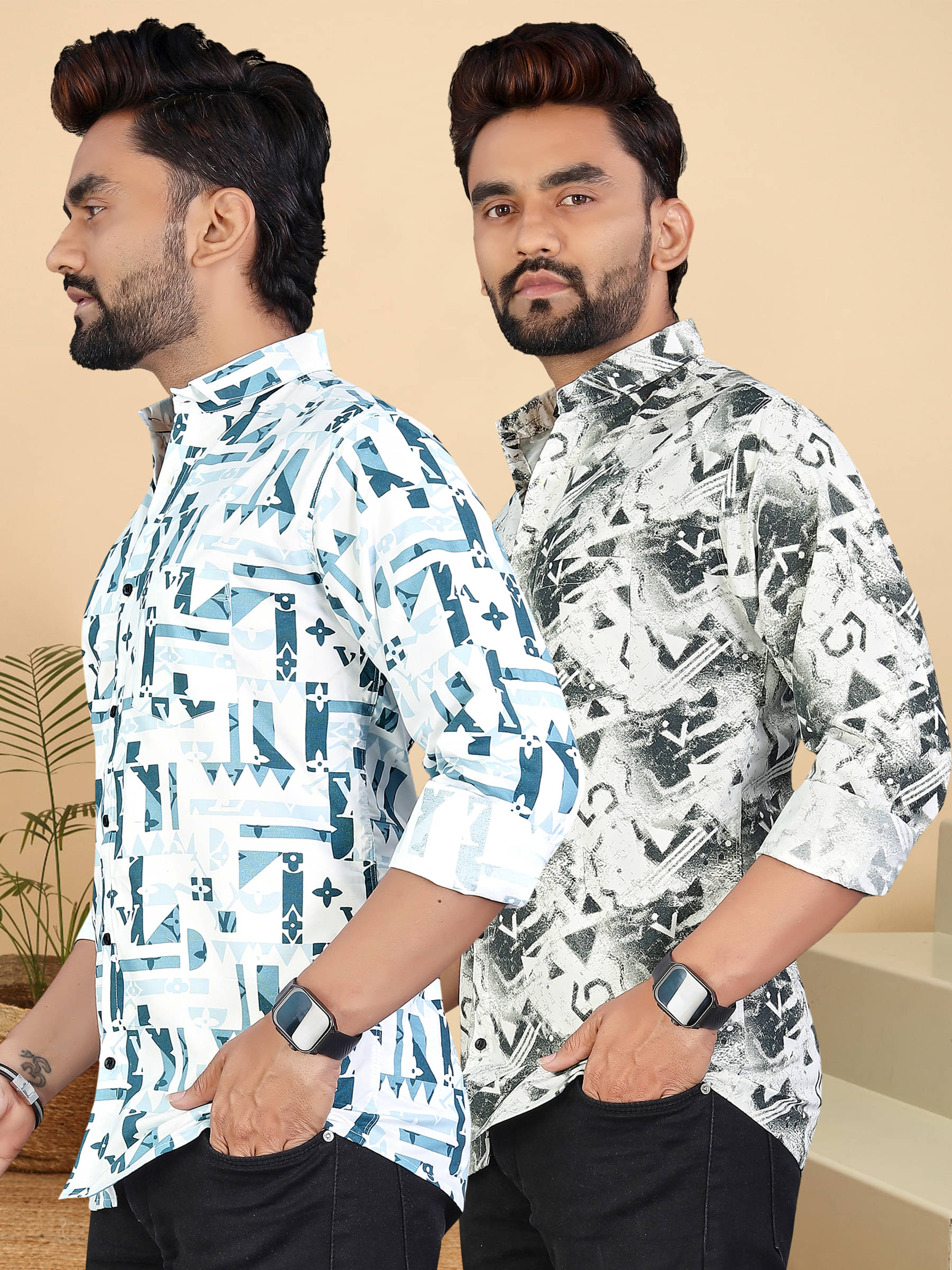 ADWYN PETER 100% Cotton Regular Fit Printed Full Sleeves Men's Casual Shirt - Multicolor 11 ( Pack of 2 ) ADWYN PETER 100% Cotton Regular Fit Printed Full Sleeves Men's Casual Shirt - Multicolor 11 ( Pack of 2 )