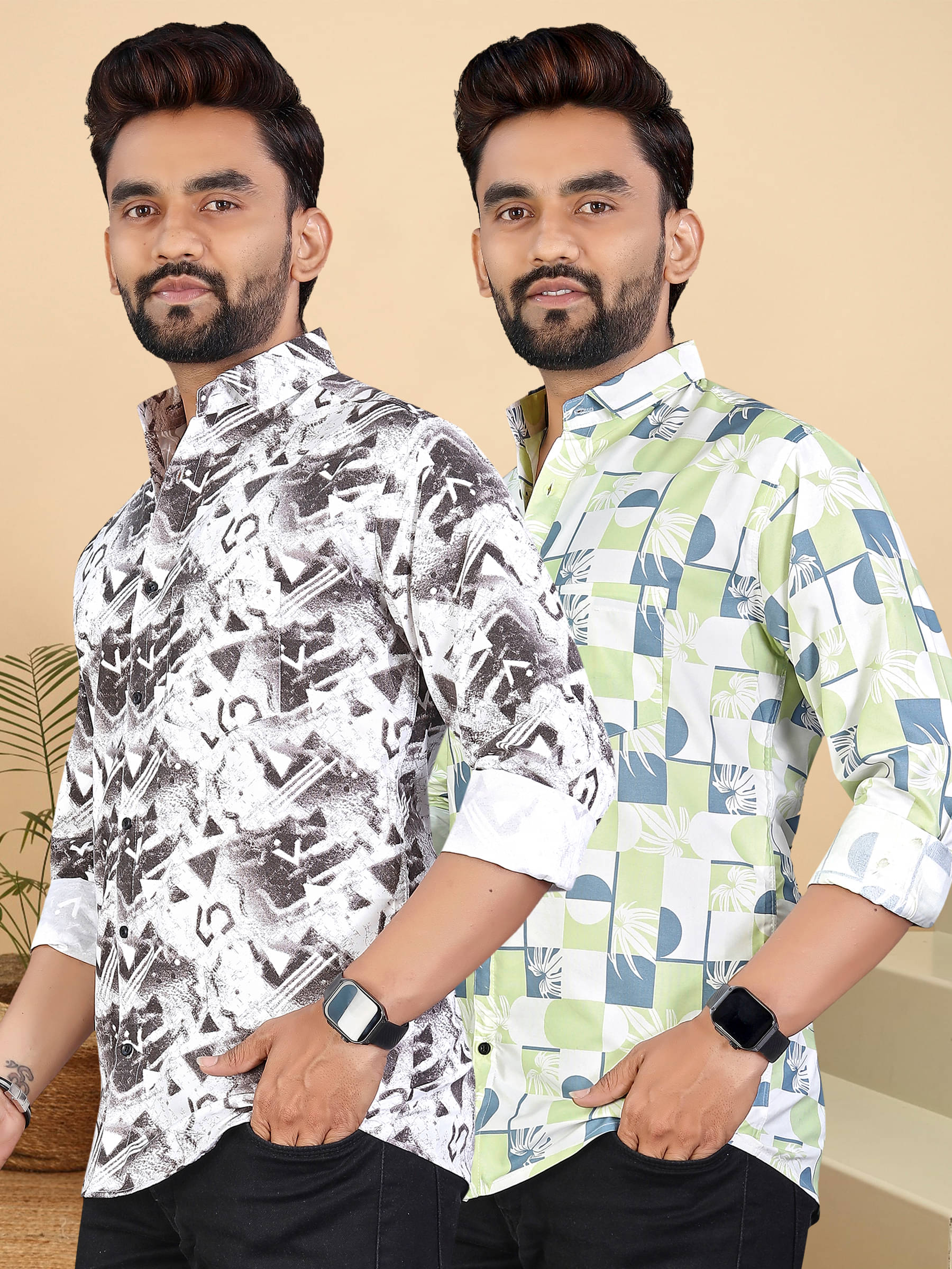     			ADWYN PETER 100% Cotton Regular Fit Printed Full Sleeves Men's Casual Shirt - Multicolor 14 ( Pack of 2 )