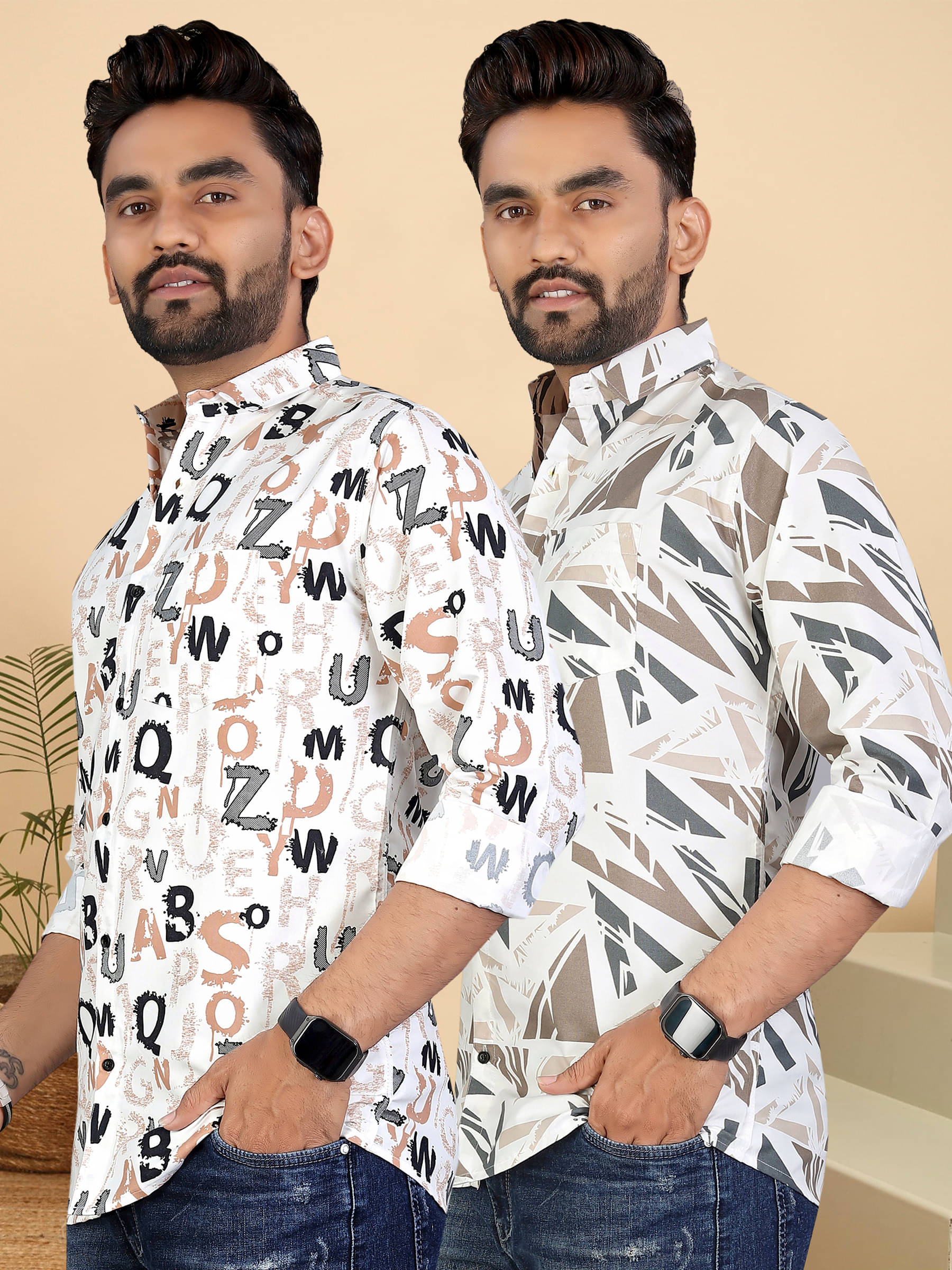     			ADWYN PETER 100% Cotton Regular Fit Printed Full Sleeves Men's Casual Shirt - Multicolor 2 ( Pack of 2 )