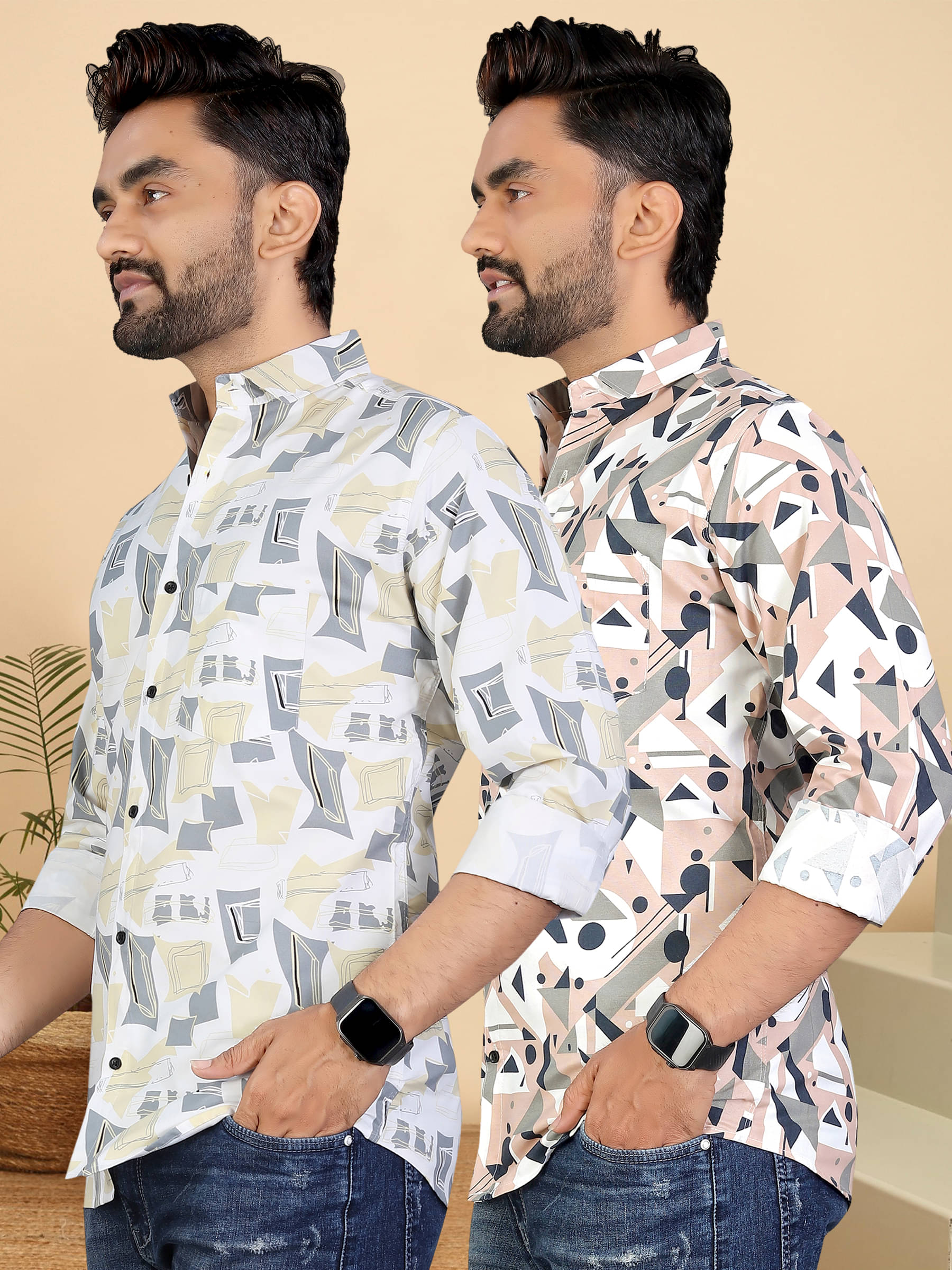     			ADWYN PETER 100% Cotton Regular Fit Printed Full Sleeves Men's Casual Shirt - Multicolor 1 ( Pack of 2 )