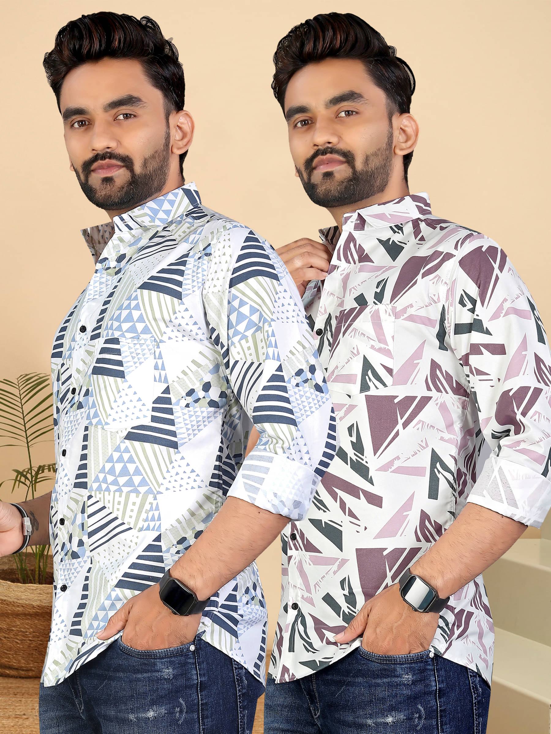 ADWYN PETER 100% Cotton Regular Fit Printed Full Sleeves Men's Casual Shirt - Multicolor 15 ( Pack of 2 ) ADWYN PETER 100% Cotton Regular Fit Printed Full Sleeves Men's Casual Shirt - Multicolor 15 ( Pack of 2 )