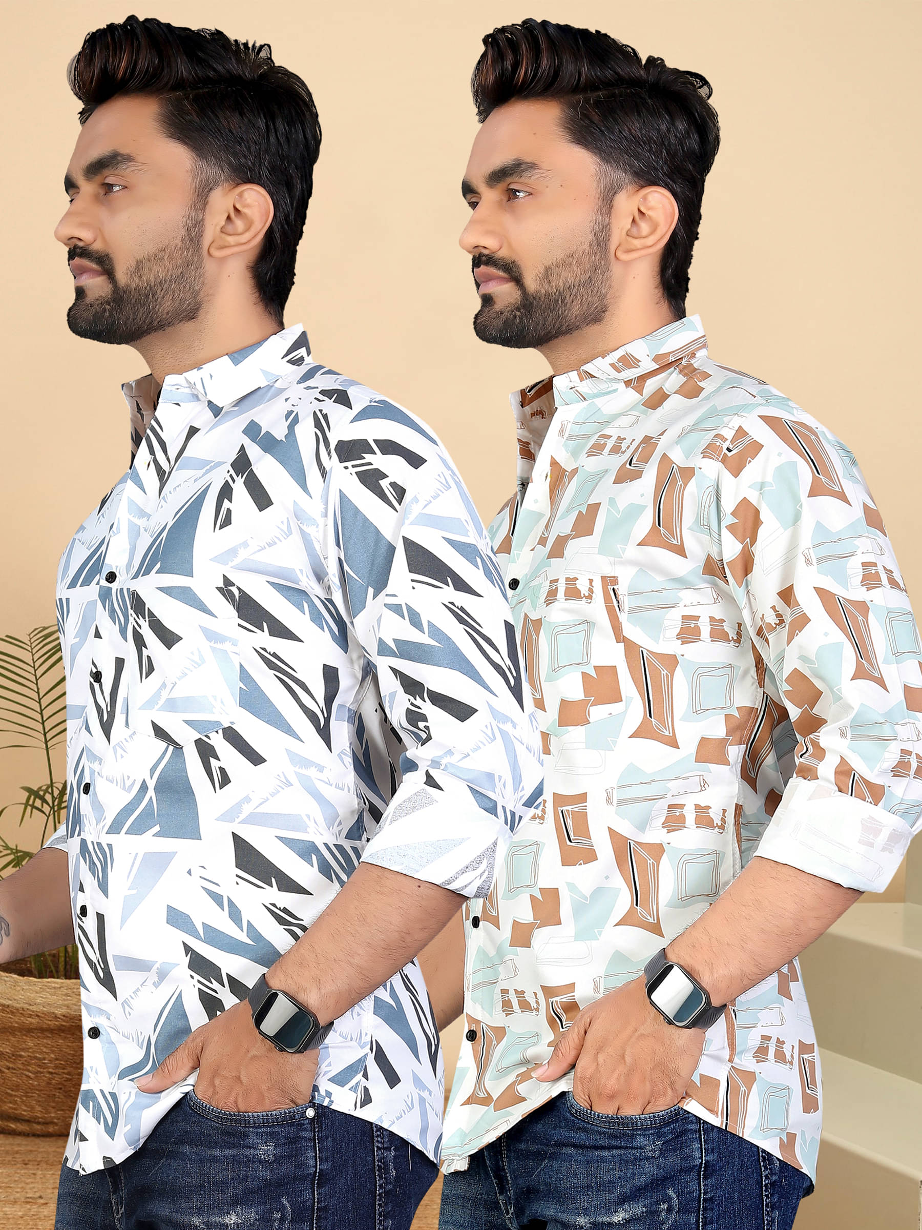     			ADWYN PETER 100% Cotton Regular Fit Printed Full Sleeves Men's Casual Shirt - Multicolor 11 ( Pack of 2 )