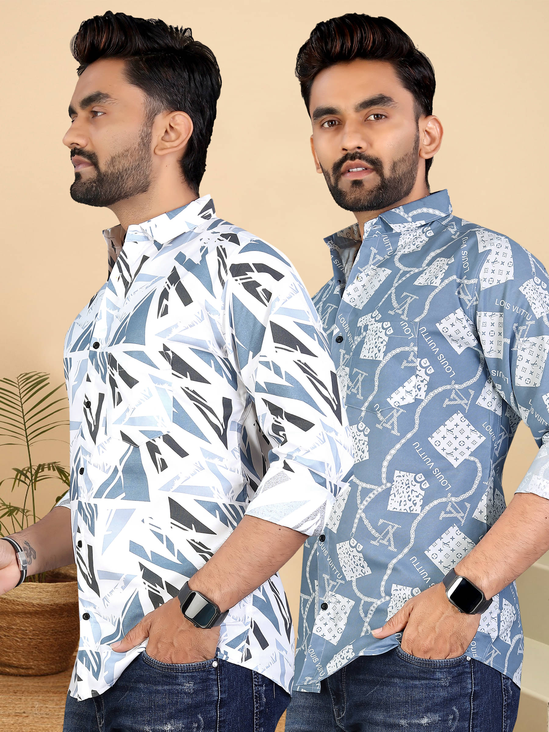     			ADWYN PETER 100% Cotton Regular Fit Printed Full Sleeves Men's Casual Shirt - Multicolor 14 ( Pack of 2 )