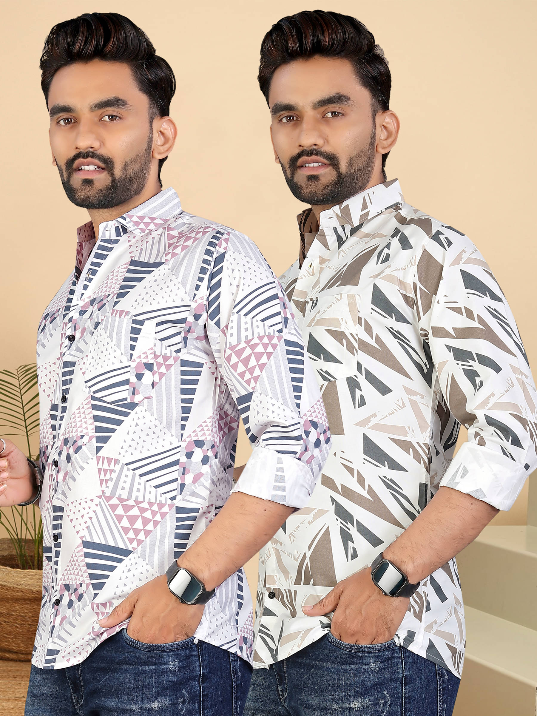     			ADWYN PETER 100% Cotton Regular Fit Printed Full Sleeves Men's Casual Shirt - Multicolor 5 ( Pack of 2 )