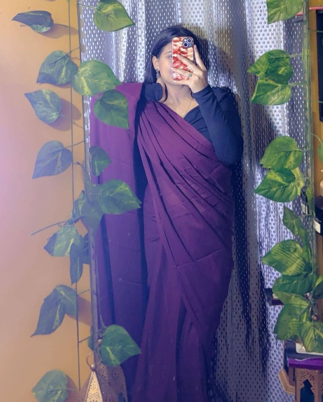     			ANAND SAREES Georgette Solid Ilkal Saree With Unstitched Blouse Piece ( Brown )