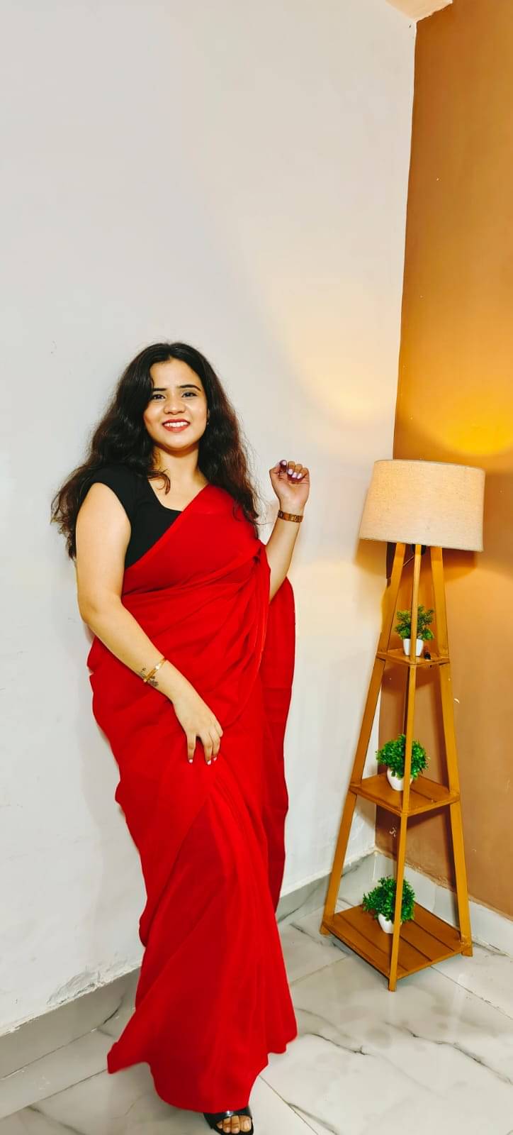     			ANAND SAREES Georgette Solid Ilkal Saree With Unstitched Blouse Piece ( Red )