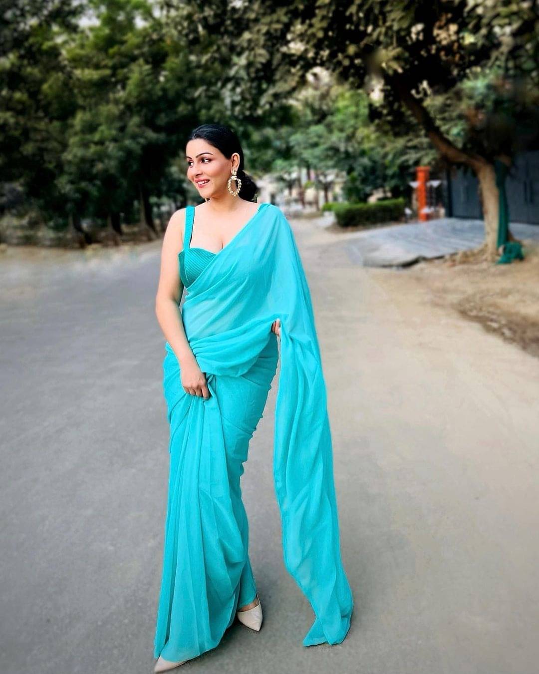     			ANAND SAREES Georgette Solid Ilkal Saree With Unstitched Blouse Piece ( Light Blue )