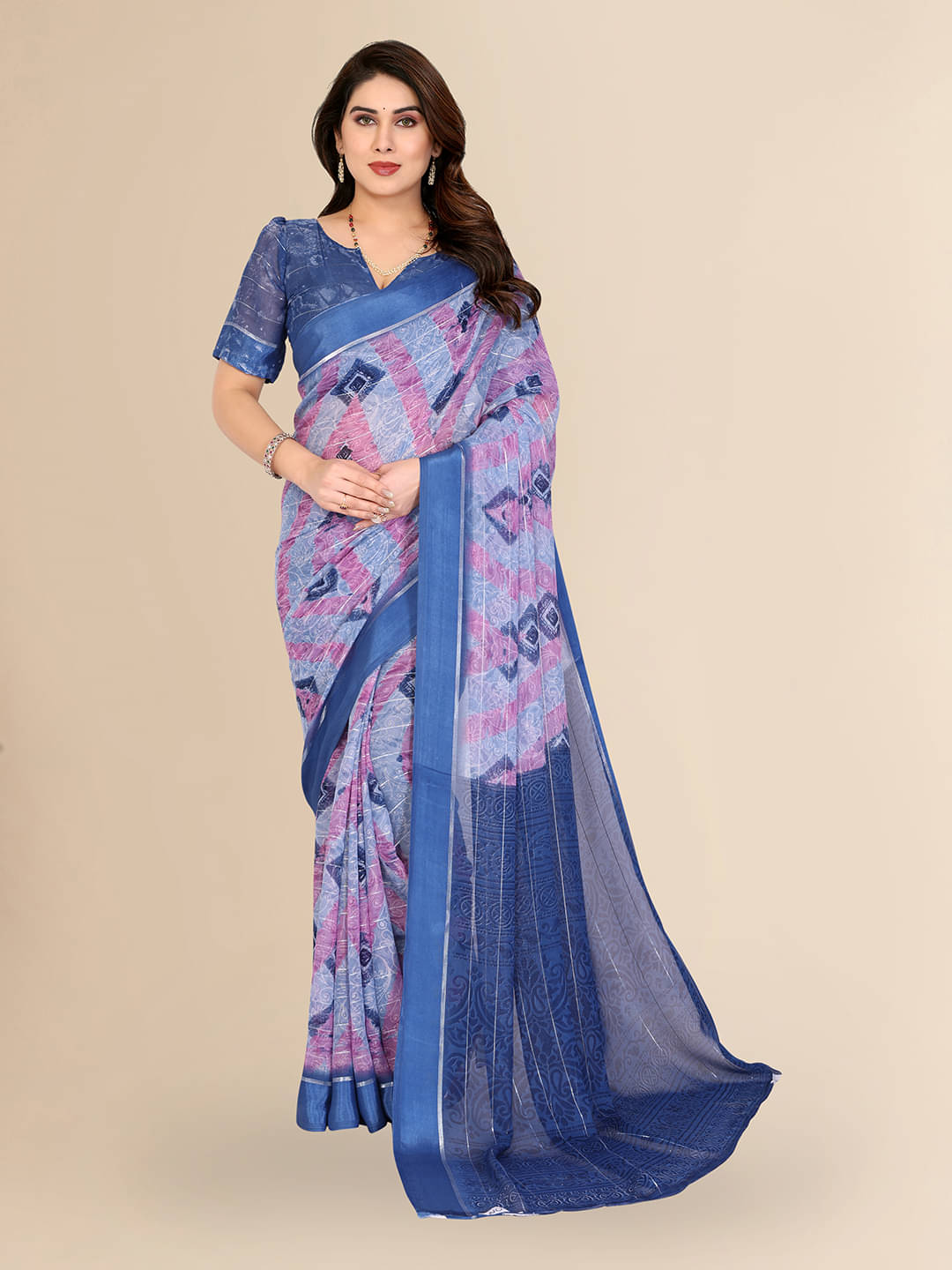 ANAND SAREES Georgette Printed Kasavu Saree With Unstitched Blouse Piece ( GREY ) ANAND SAREES Georgette Printed Kasavu Saree With Unstitched Blouse Piece ( GREY )