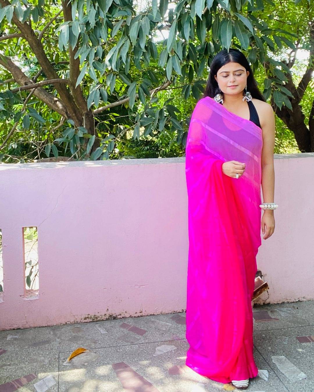 ANAND SAREES Georgette Embellished Ilkal Saree With Unstitched Blouse Piece ( Pink )     			ANAND SAREES Georgette Embellished Ilkal Saree With Unstitched Blouse Piece ( Pink )