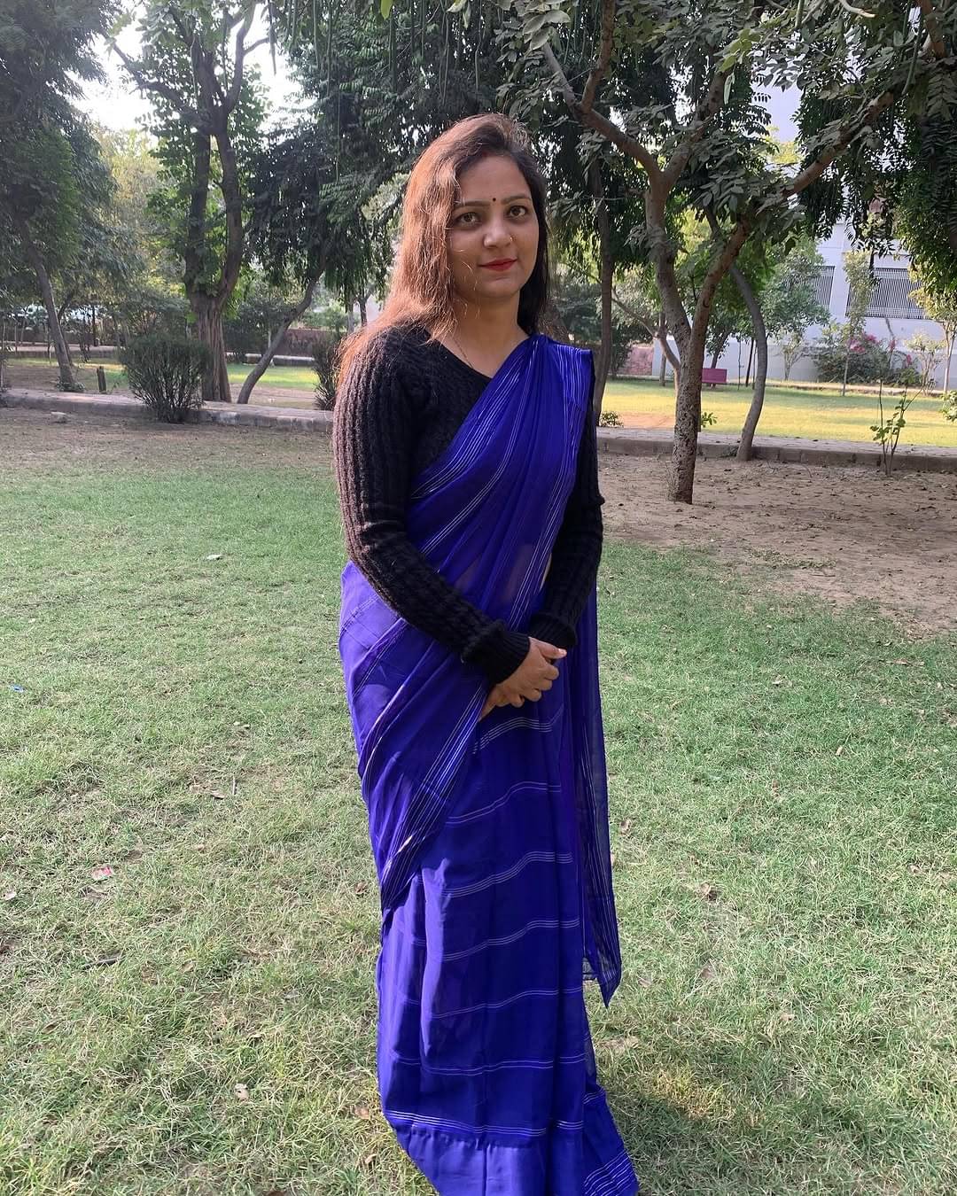     			ANAND SAREES Georgette Embellished Ilkal Saree With Unstitched Blouse Piece ( Blue )