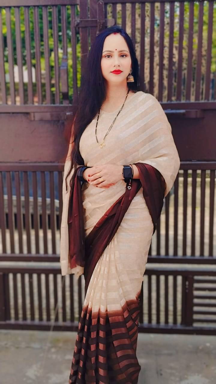     			ANAND SAREES Georgette Embellished Ilkal Saree With Unstitched Blouse Piece ( Brown )