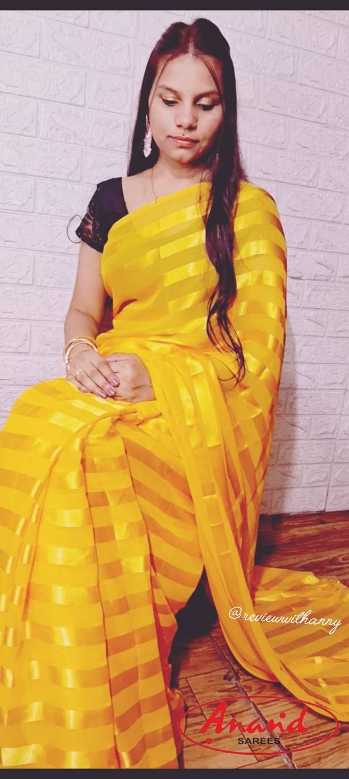     			ANAND SAREES Georgette Embellished Ilkal Saree With Unstitched Blouse Piece ( Yellow )