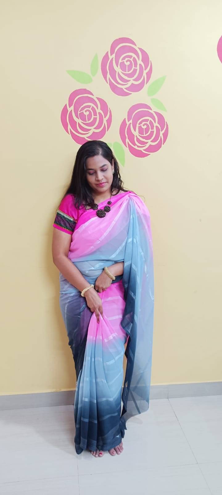 ANAND SAREES Georgette Embellished Ilkal Saree With Unstitched Blouse Piece ( Black ) ANAND SAREES Georgette Embellished Ilkal Saree With Unstitched Blouse Piece ( Black )