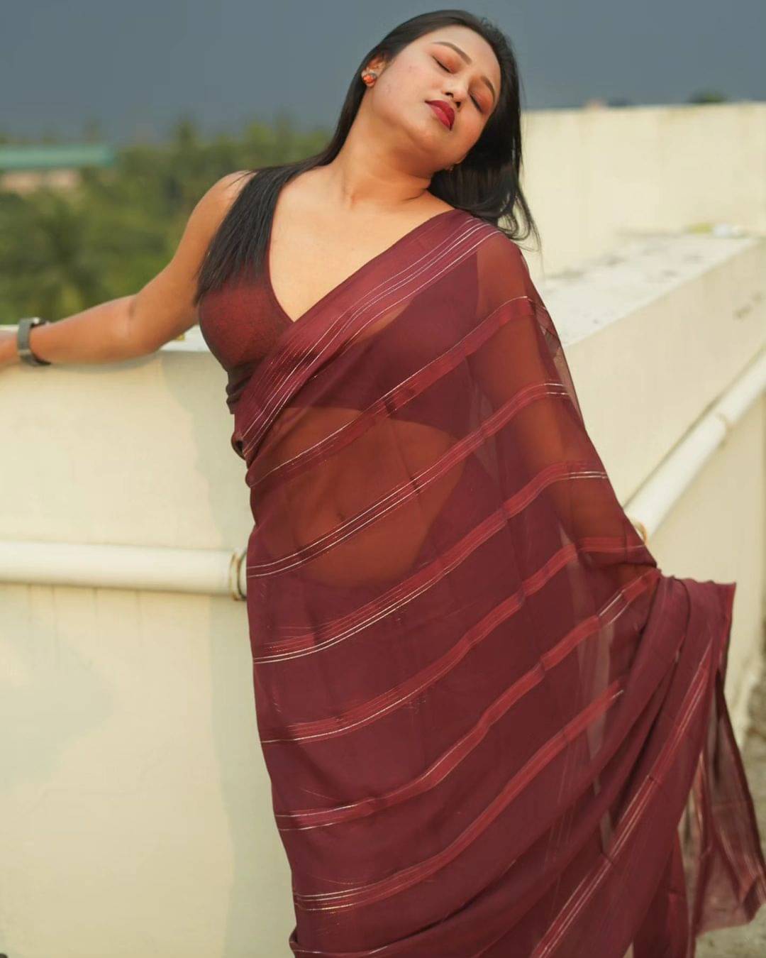 ANAND SAREES Georgette Embellished Ilkal Saree With Unstitched Blouse Piece ( Brown ) ANAND SAREES Georgette Embellished Ilkal Saree With Unstitched Blouse Piece ( Brown )