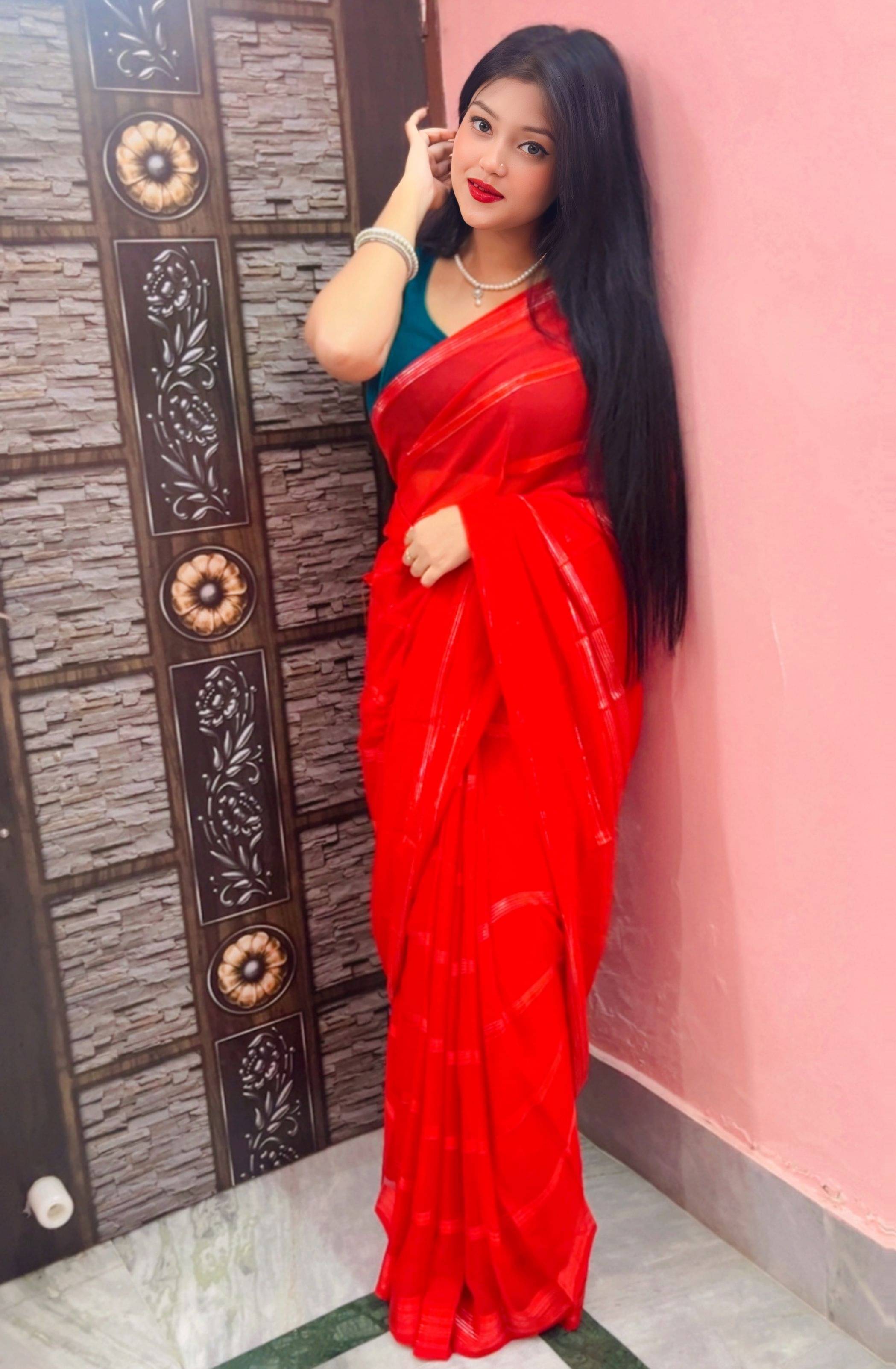     			ANAND SAREES Georgette Embellished Ilkal Saree With Unstitched Blouse Piece ( Red )