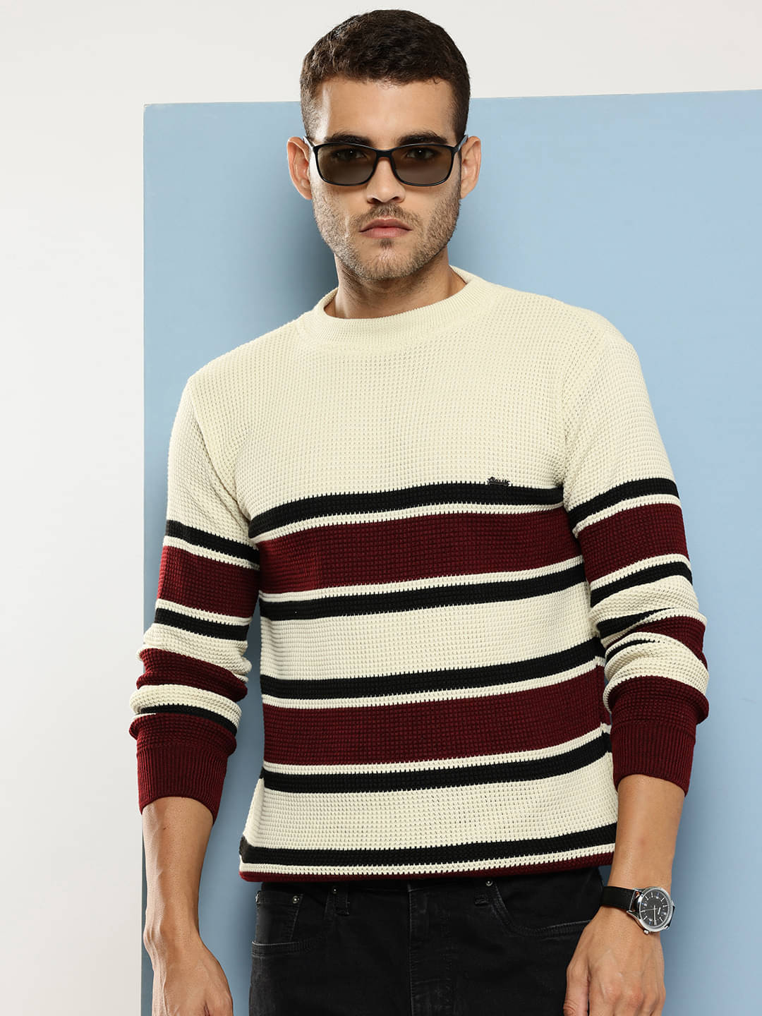     			Aarika Woollen Round Neck Men's Full Sleeves Pullover Sweater - Cream ( Pack of 1 )