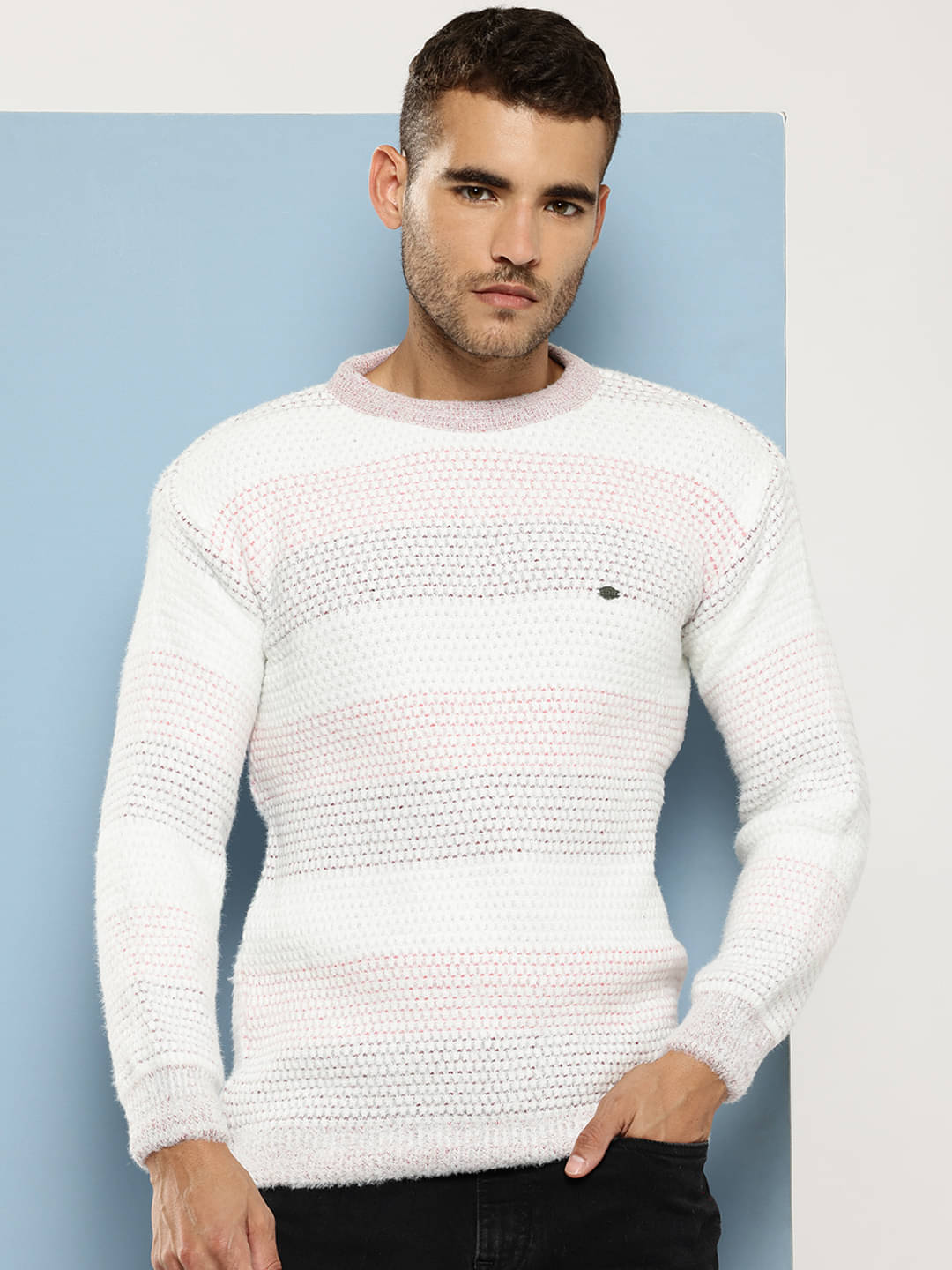    			Aarika Woollen Round Neck Men's Full Sleeves Pullover Sweater - Pink ( Pack of 1 )