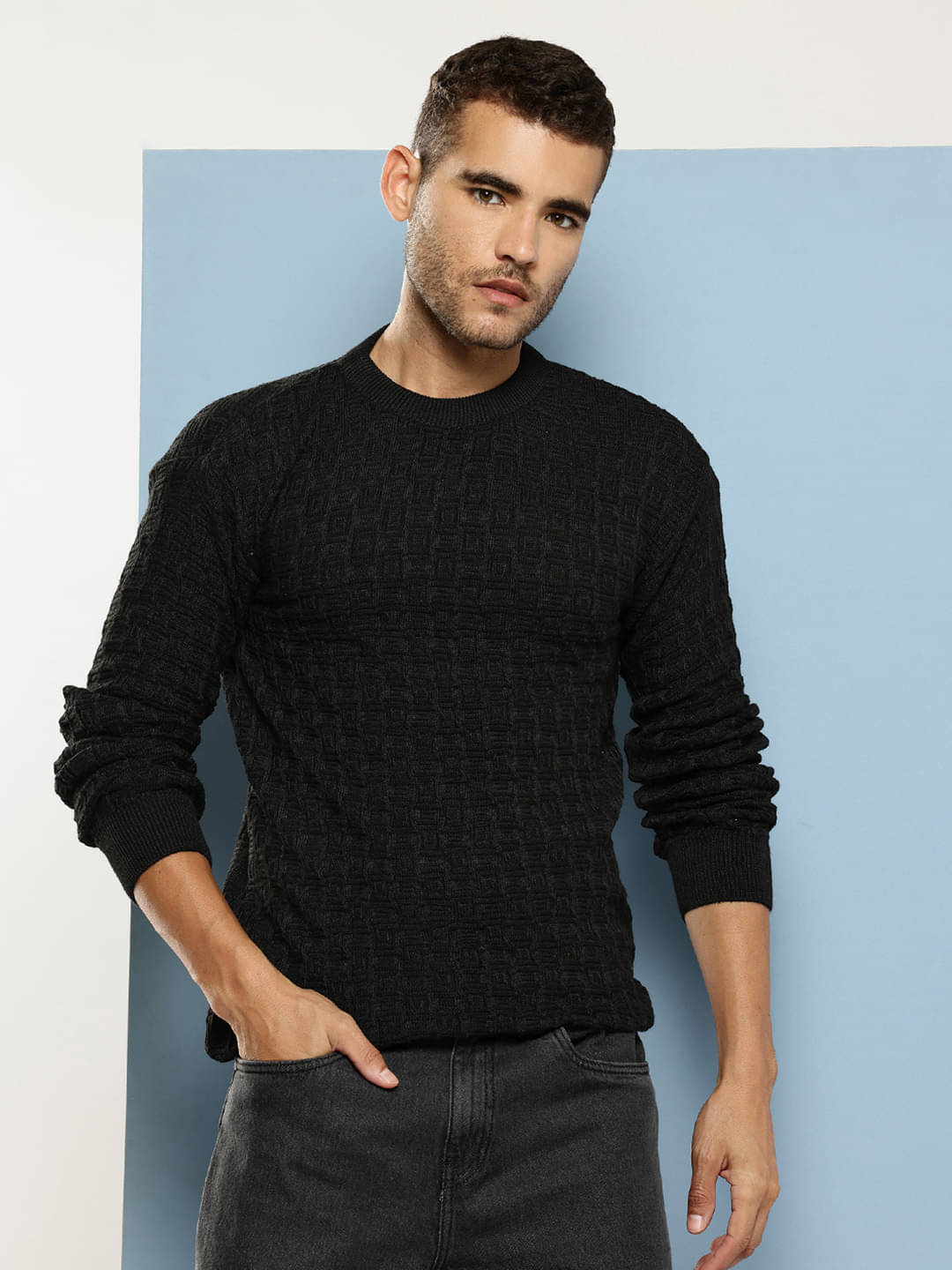     			Aarika Woollen Round Neck Men's Full Sleeves Pullover Sweater - Black ( Pack of 1 )