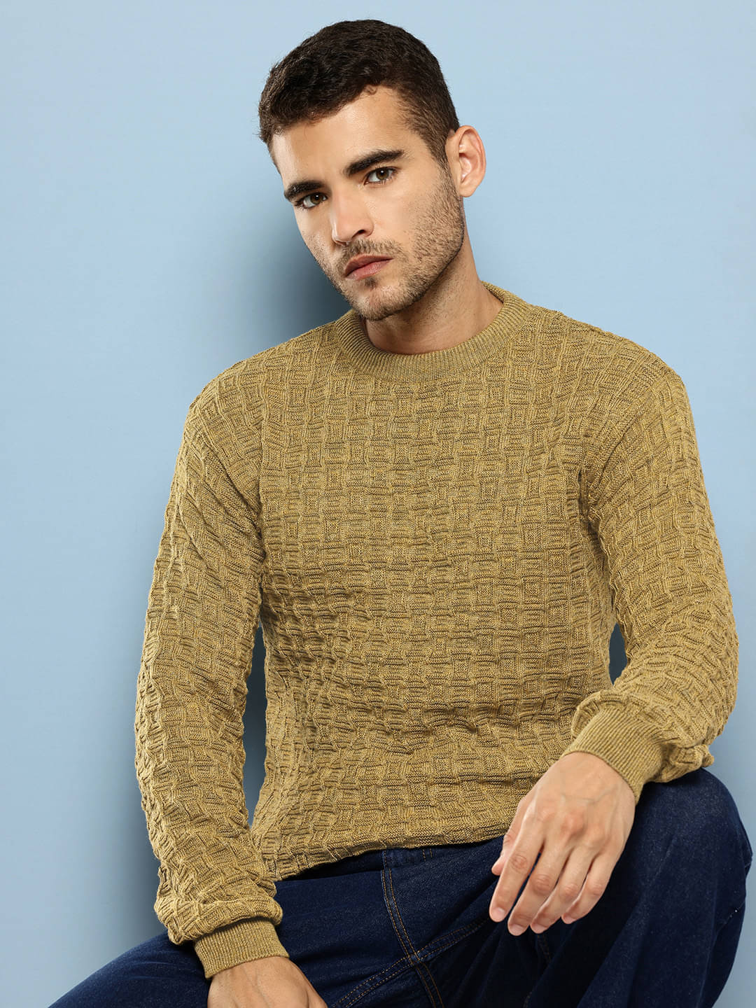     			Aarika Woollen Round Neck Men's Full Sleeves Pullover Sweater - Brown ( Pack of 1 )