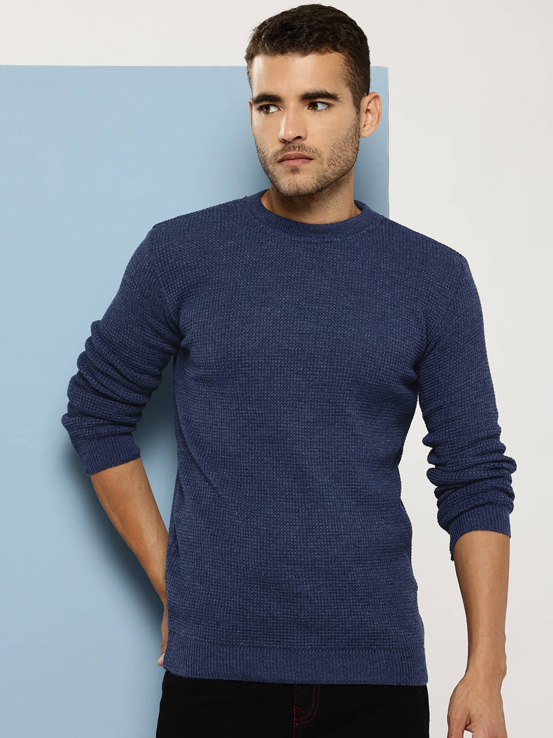     			Aarika Woollen Round Neck Men's Full Sleeves Pullover Sweater - Blue ( Pack of 1 )