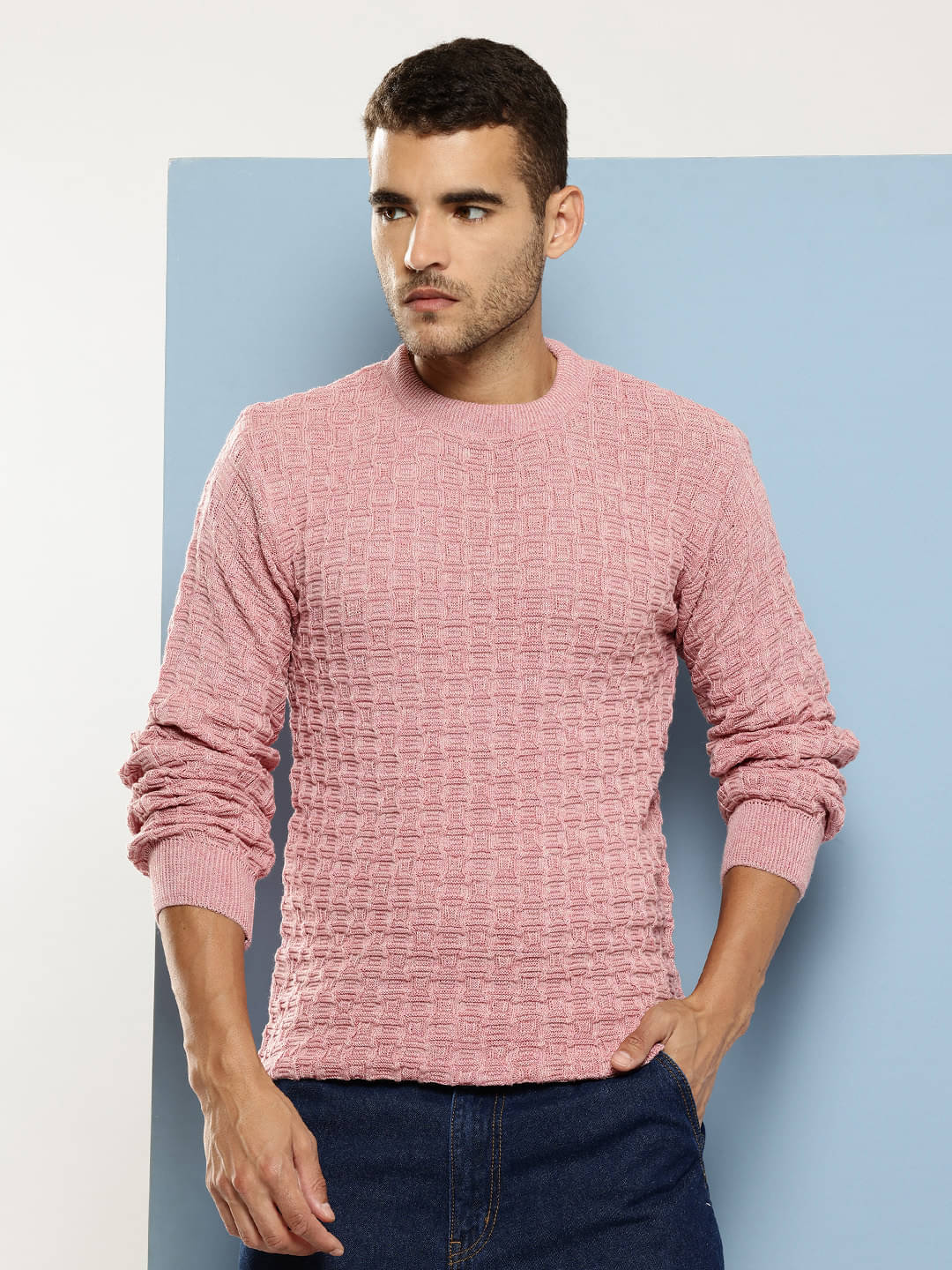     			Aarika Woollen Round Neck Men's Full Sleeves Pullover Sweater - Pink ( Pack of 1 )