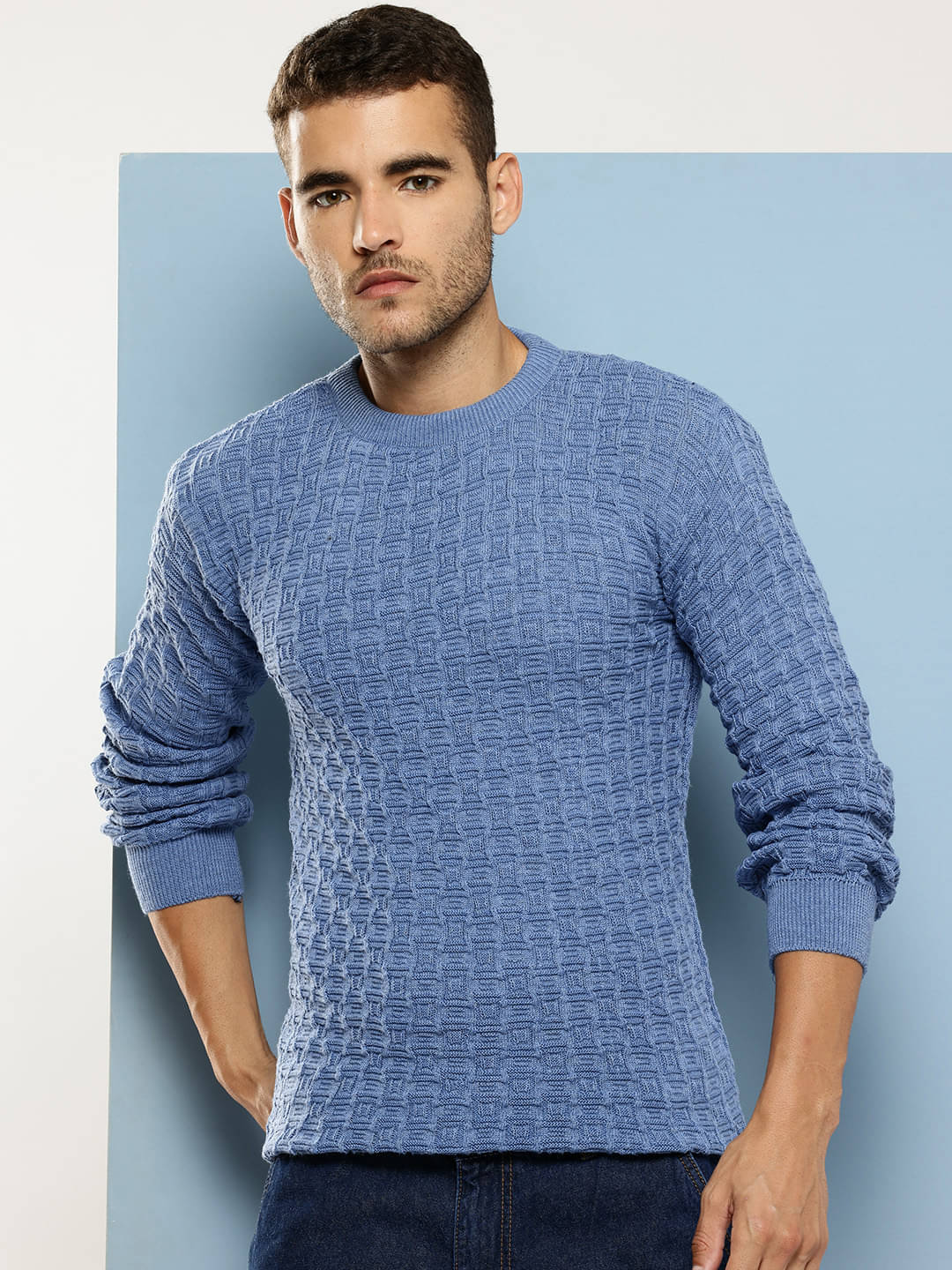 Aarika Woollen Round Neck Men's Full Sleeves Pullover Sweater - Blue ( Pack of 1 )     			Aarika Woollen Round Neck Men's Full Sleeves Pullover Sweater - Blue ( Pack of 1 )