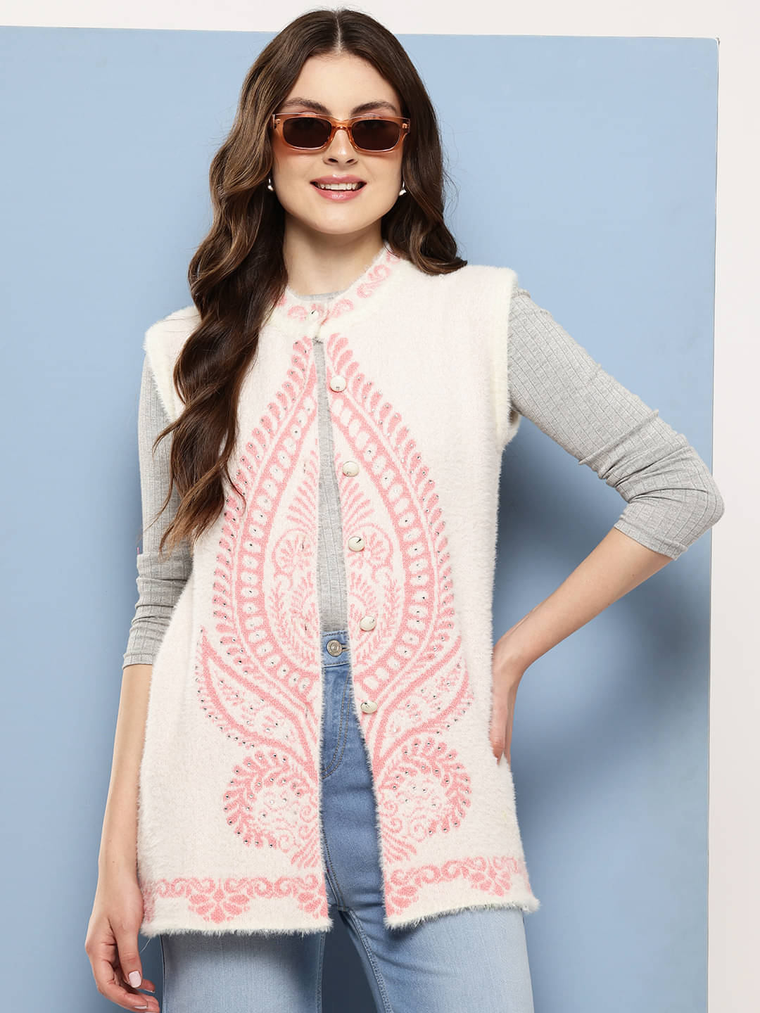     			Aarika Woollen Round Neck Women's Buttoned Cardigans - Off White ( Pack of 1 )