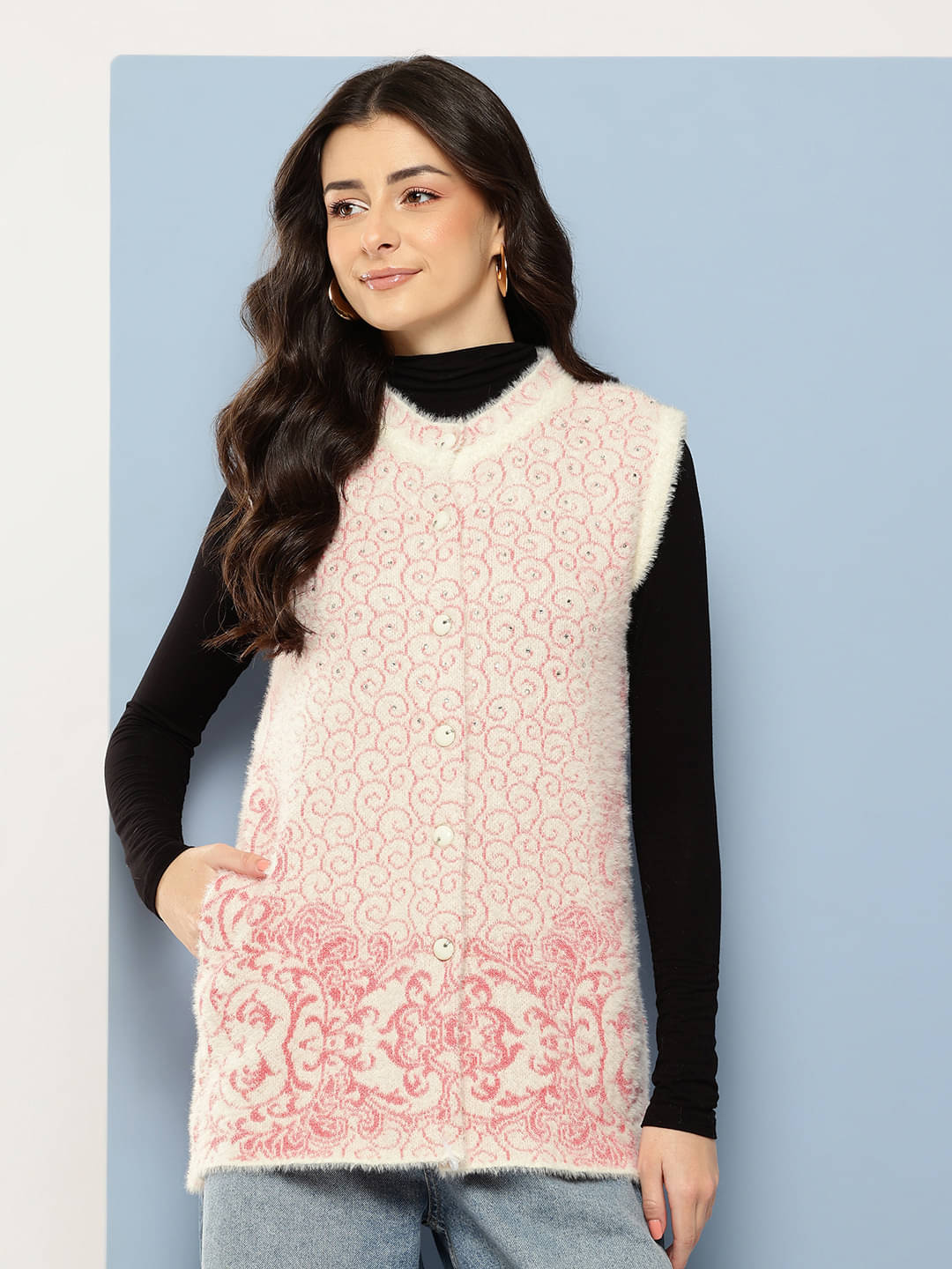     			Aarika Woollen Round Neck Women's Buttoned Cardigans - Off White ( Pack of 1 )