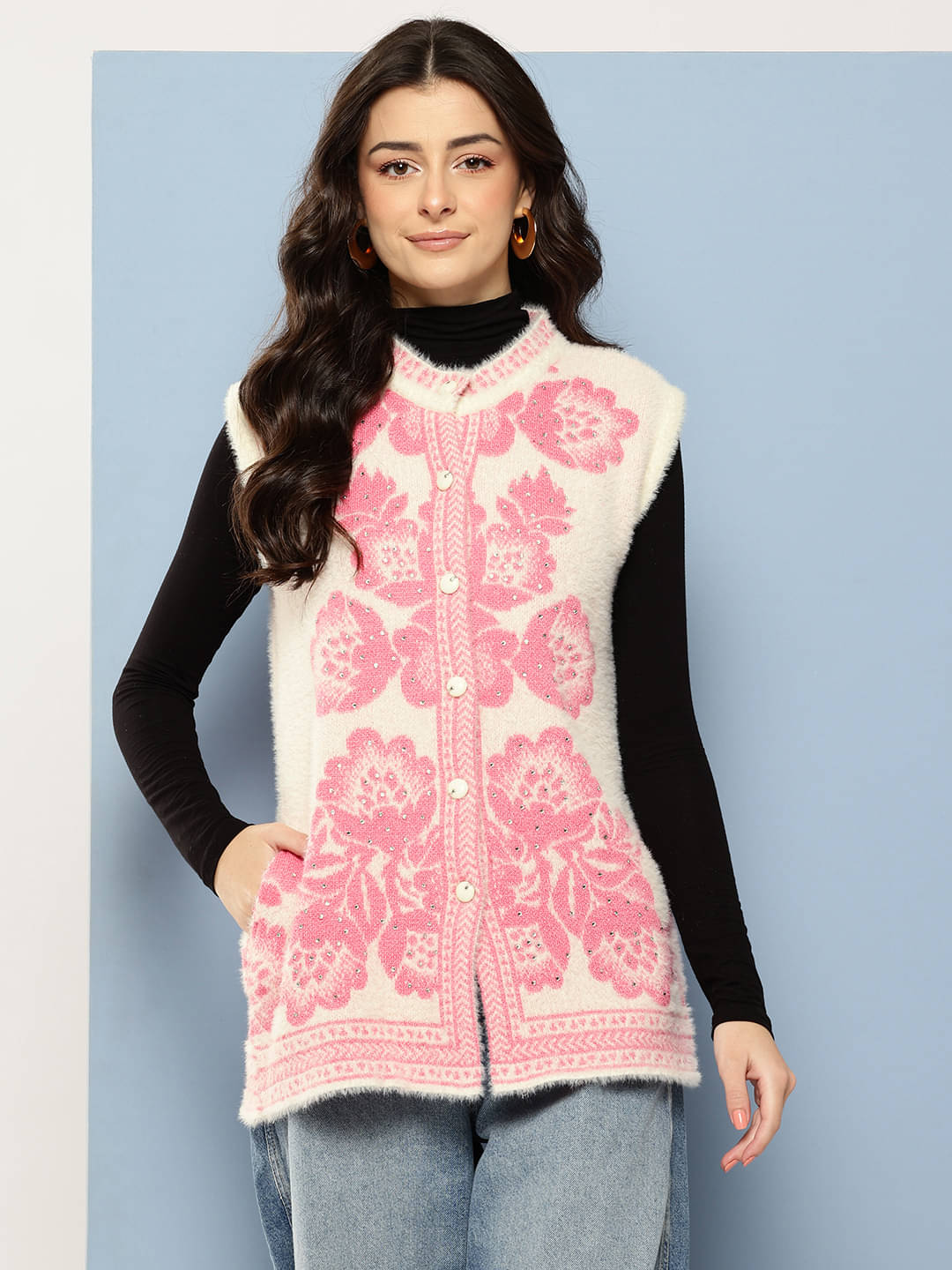     			Aarika Woollen Round Neck Women's Buttoned Cardigans - Off White ( Pack of 1 )