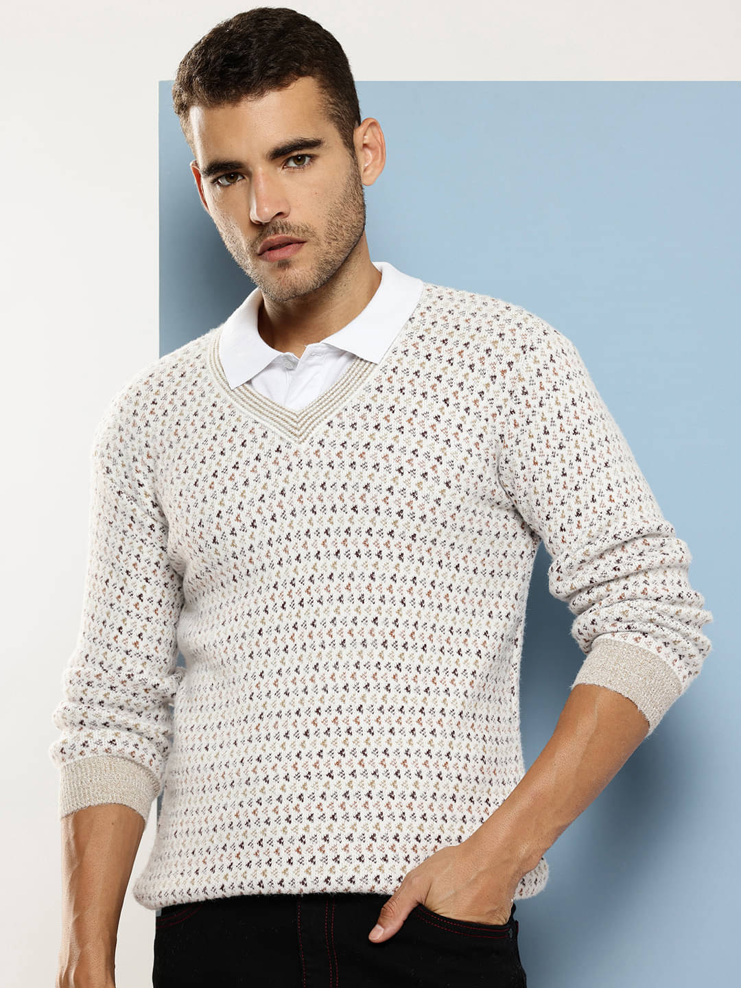     			Aarika Woollen V-Neck Men's Full Sleeves Pullover Sweater - Brown ( Pack of 1 )
