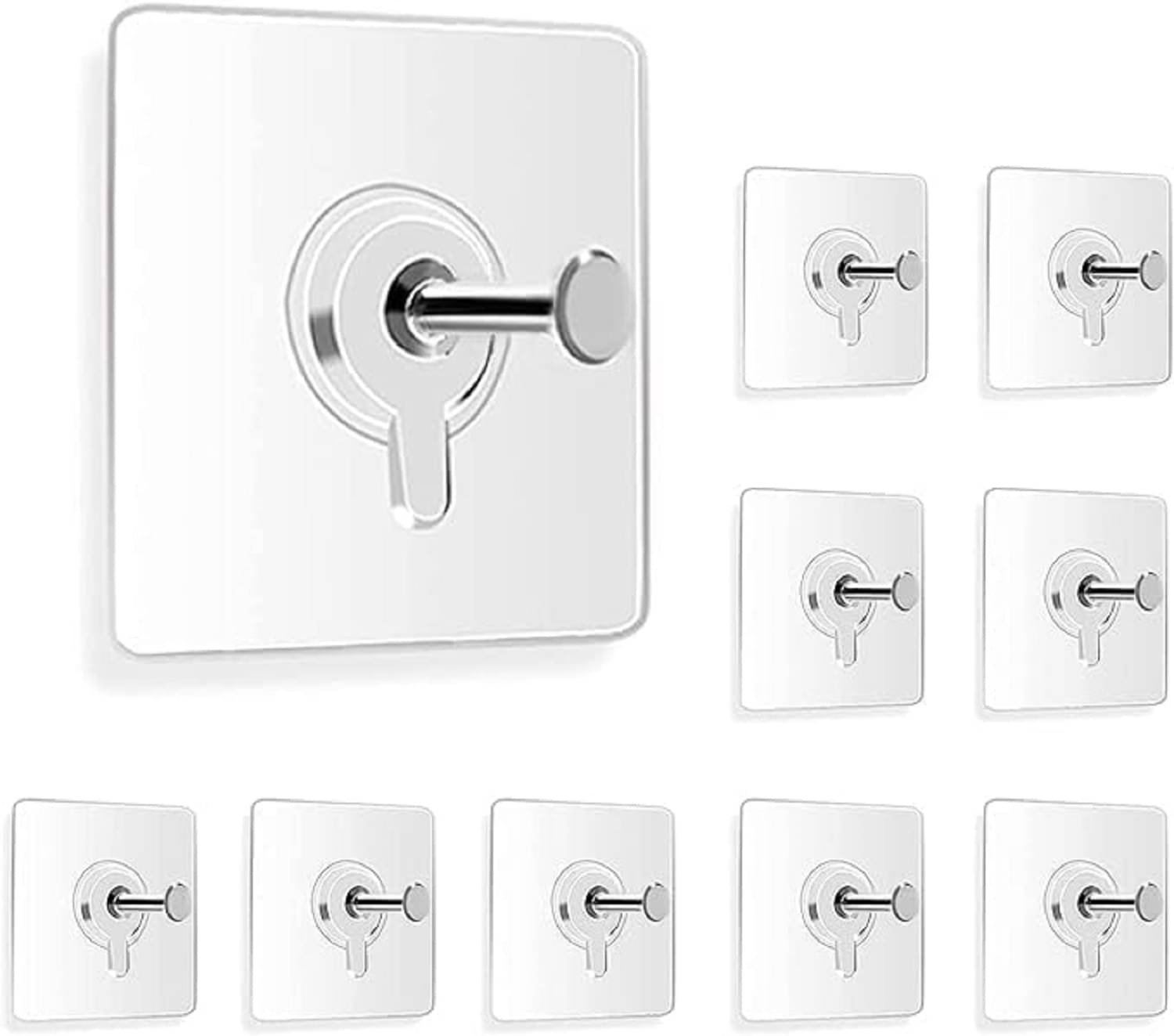     			Adhesive Wall Hooks for Kitchen Heavy Duty Hanging Strong Sticking Hooks for Bathroom Self Corner Shelves Transparent & Golden (Screw Wall Hook10pcs)