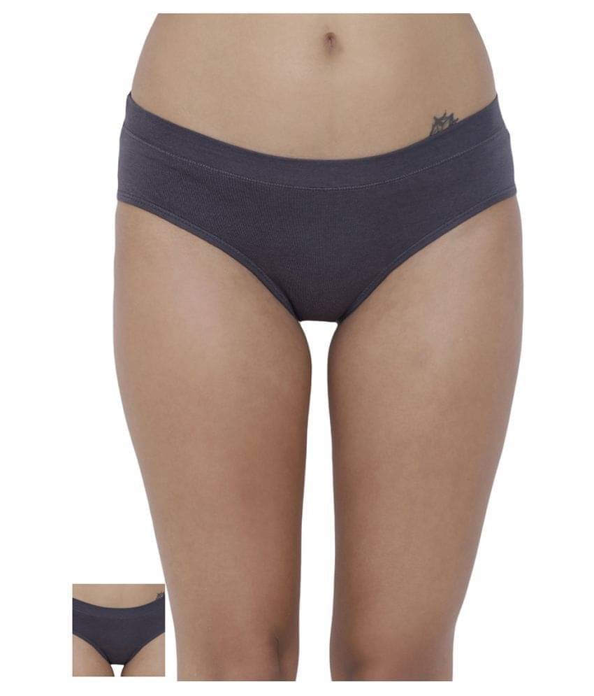     			BASIICS By La Intimo Cotton Lycra Hipster ( Grey , Pack of 2 )