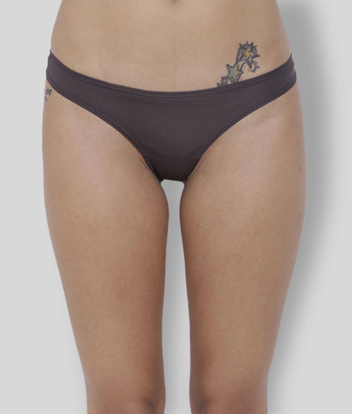 BASIICS By La Intimo Polyester Thongs ( Grey , Pack of 1 ) BASIICS By La Intimo Polyester Thongs ( Grey , Pack of 1 )