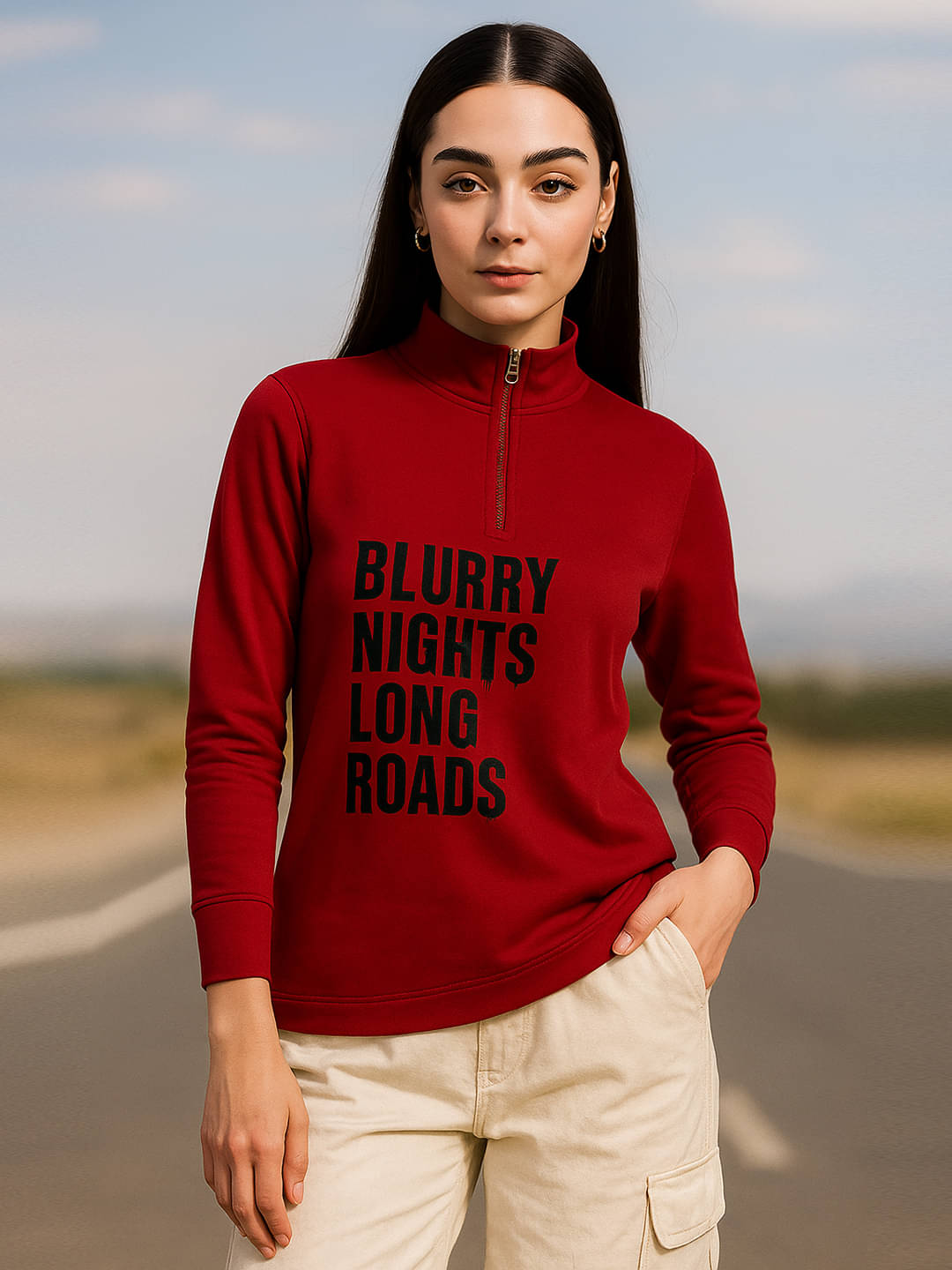    			BELLAFINO Fleece Women's Zippered Sweatshirt ( Maroon )